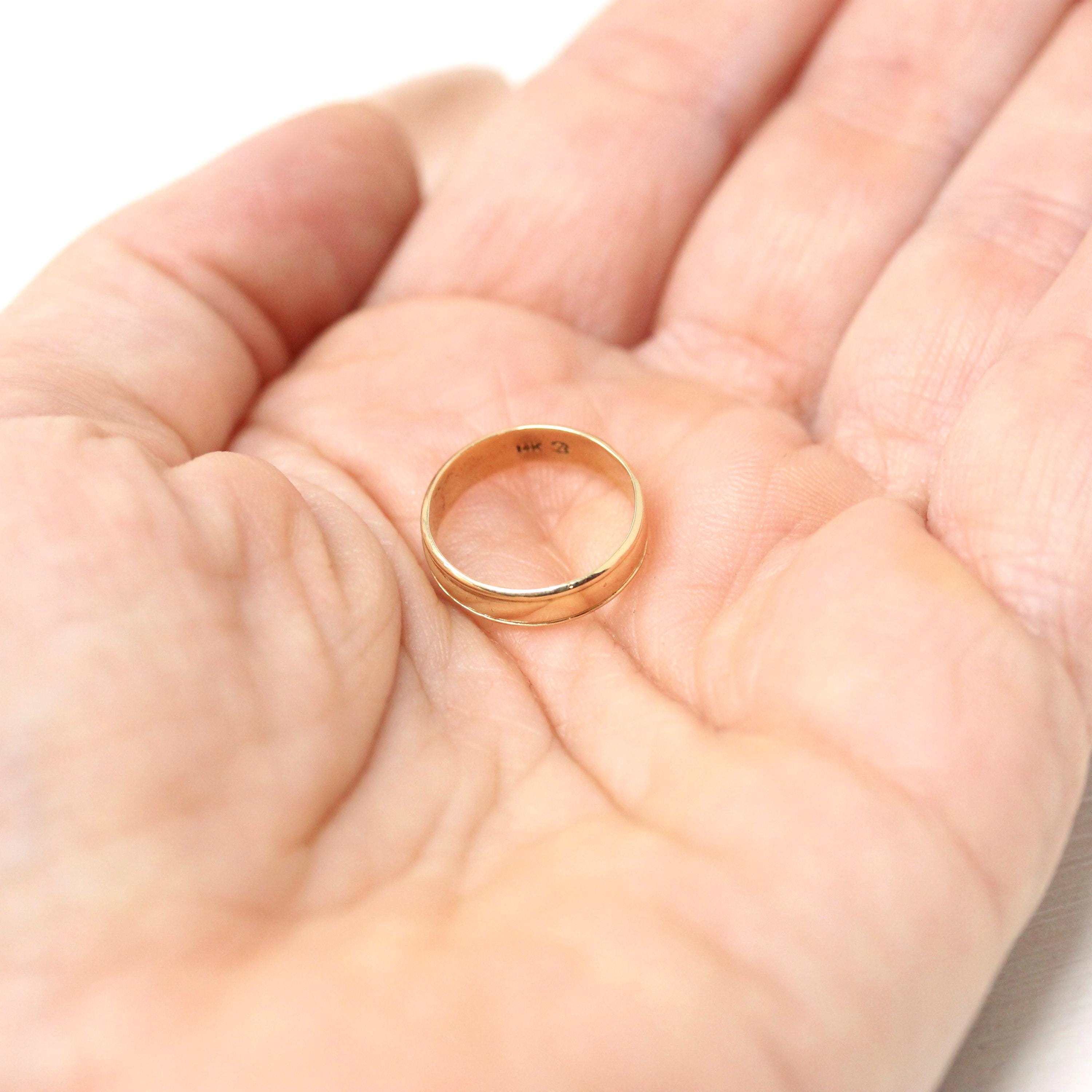 Vintage Baby Band - Modern 14k Yellow Gold Simple Stacking Pinky Midi Ring - Plain Unadorned Size 1.5 Children's Fine Jewelry