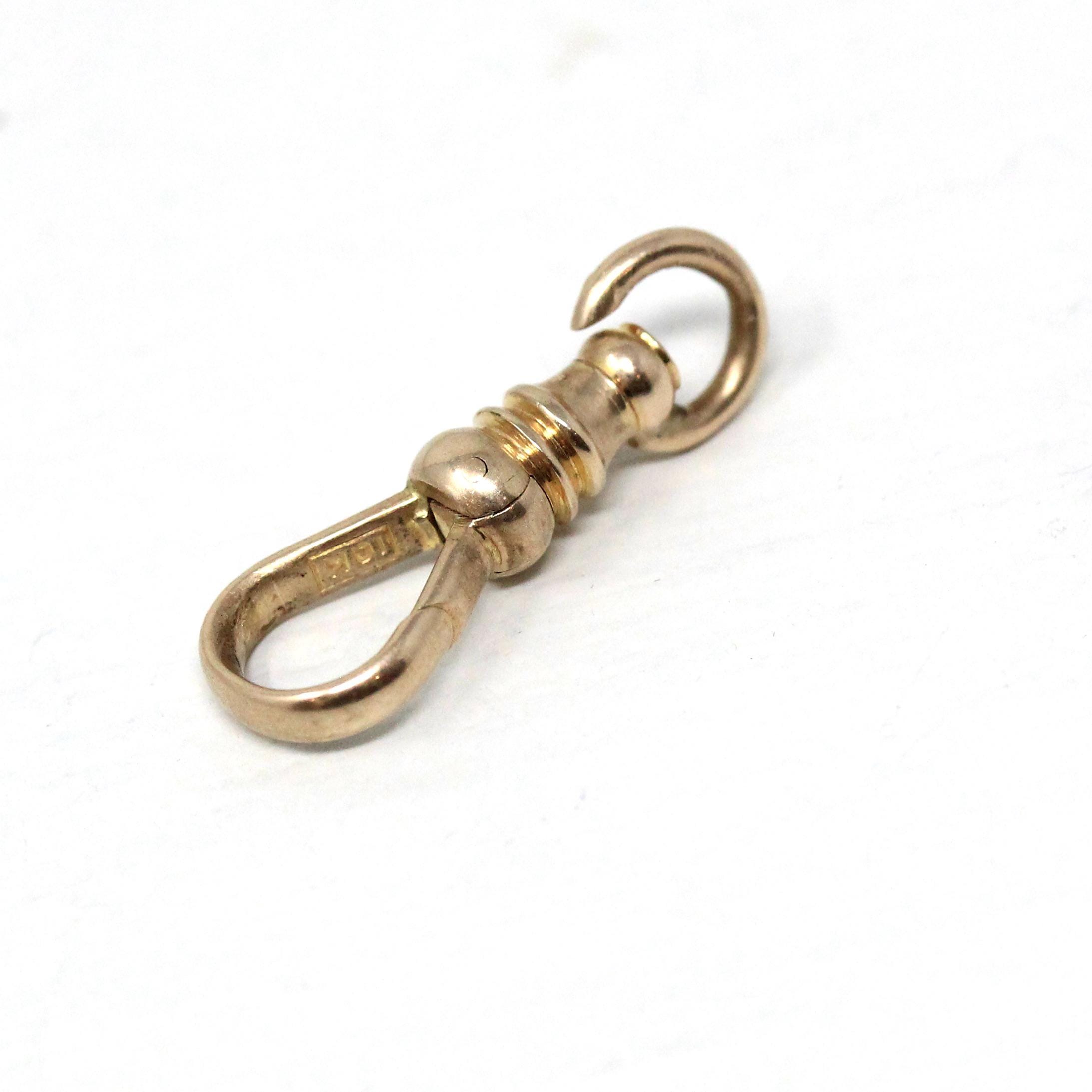 Antique Dog Clip - Edwardian 10k Yellow Gold Necklace Finding Stationary Clasp - Circa 1910s Era Charm Pendant Holder Lorgnette Jewelry