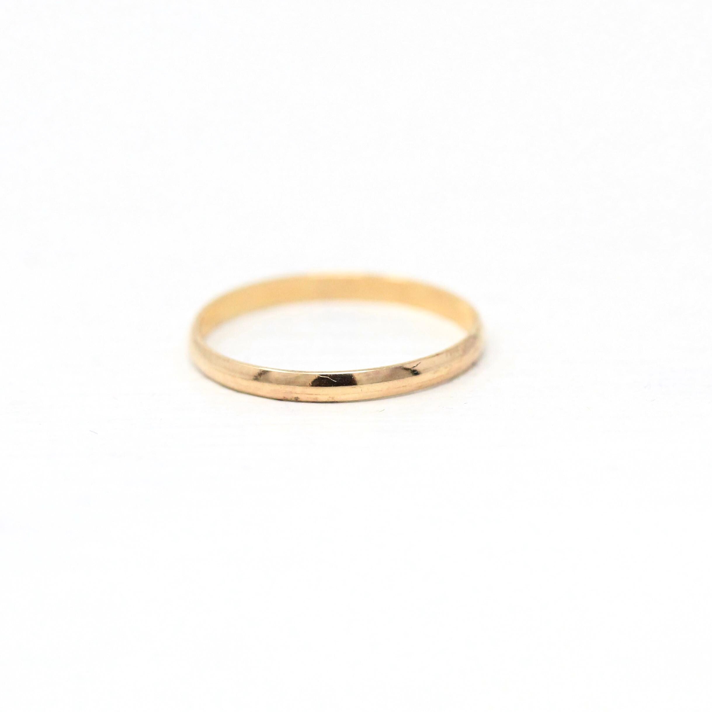 Vintage Baby Band - Retro 10k Yellow Gold Pinky Midi 40s Ring - Circa 1940s Era Size 1/4 Fine Children's Baby Shower New Mother Gift Jewelry