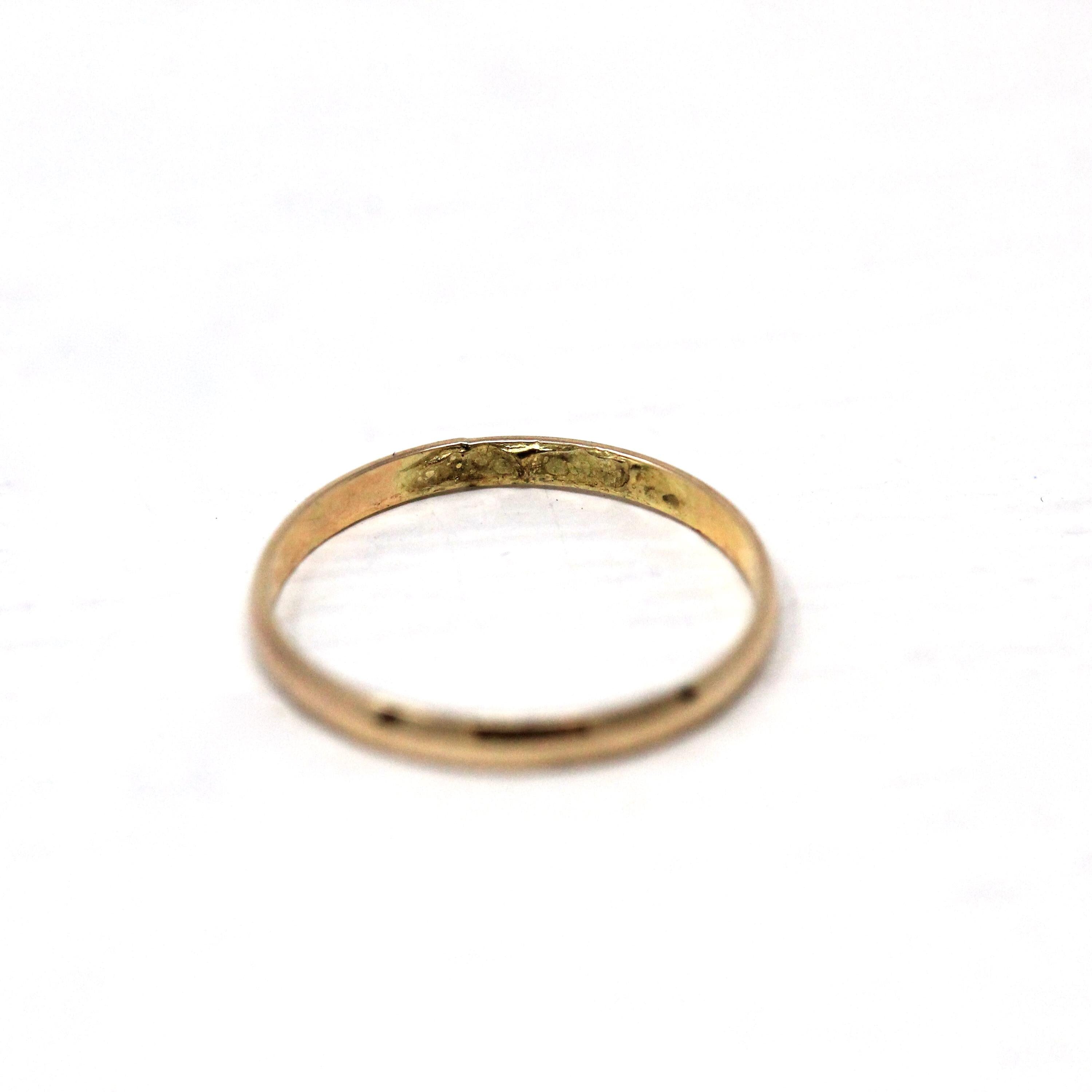 Vintage Baby Band - Retro 10k Yellow Gold Pinky Midi 40s Ring - Circa 1940s Era Size 1/4 Fine Children's Baby Shower New Mother Gift Jewelry