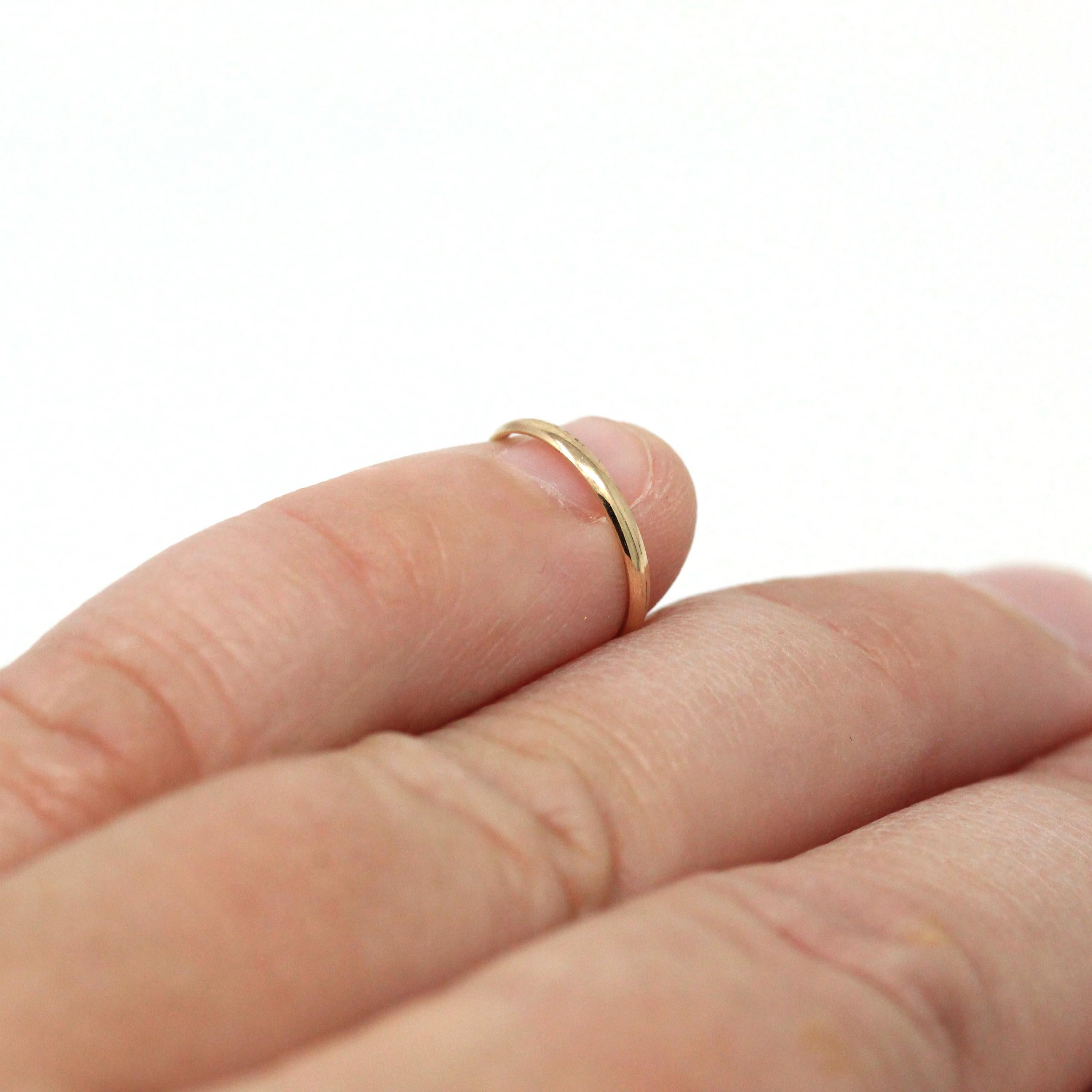 Vintage Baby Band - Retro 10k Yellow Gold Pinky Midi 40s Ring - Circa 1940s Era Size 1/4 Fine Children's Baby Shower New Mother Gift Jewelry