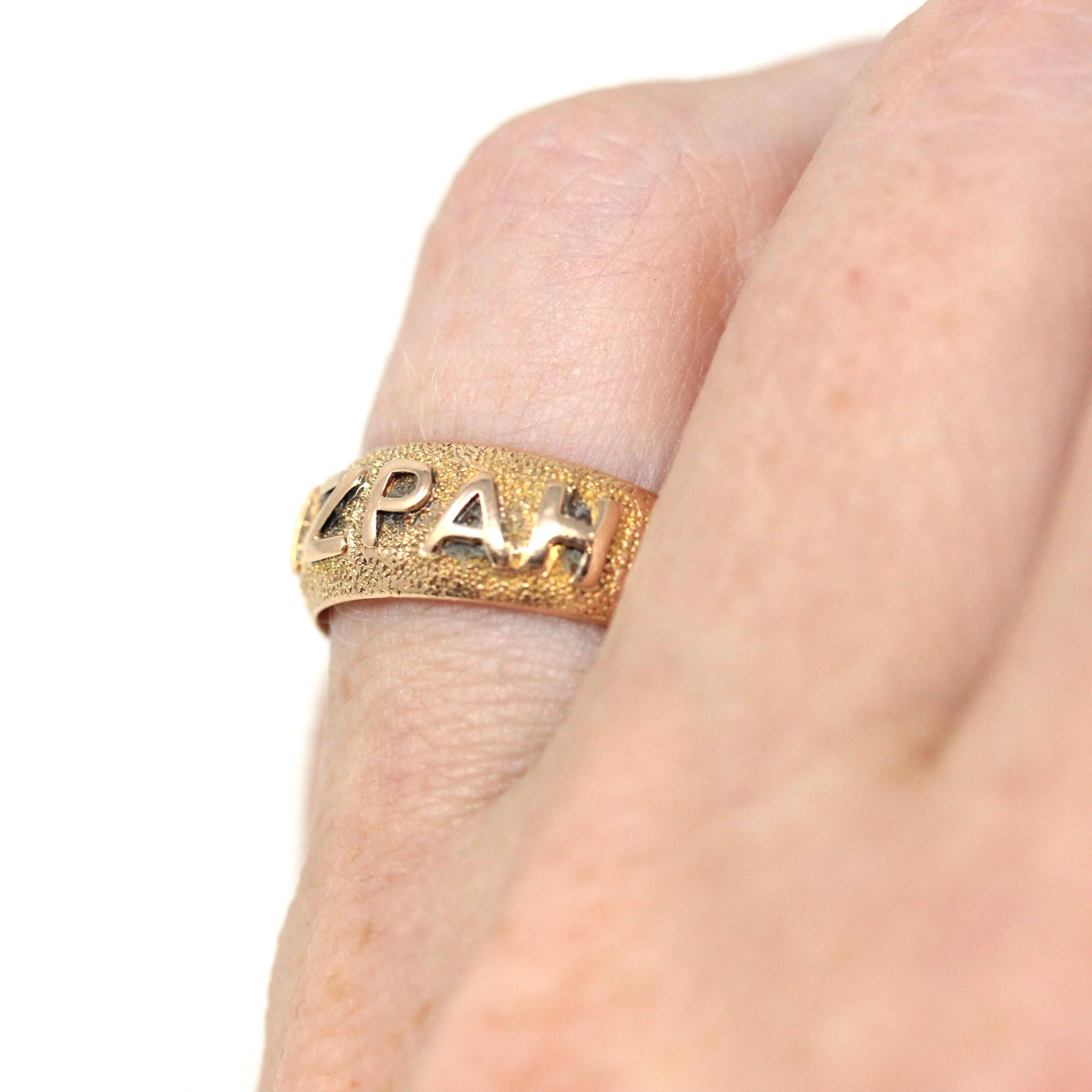 Victorian Mizpah Band - 9k Rosy Yellow Gold Birmingham England Hallmark Ring - Antique Size 5 3/4 Stacking Fine English Keepsake Jewelry