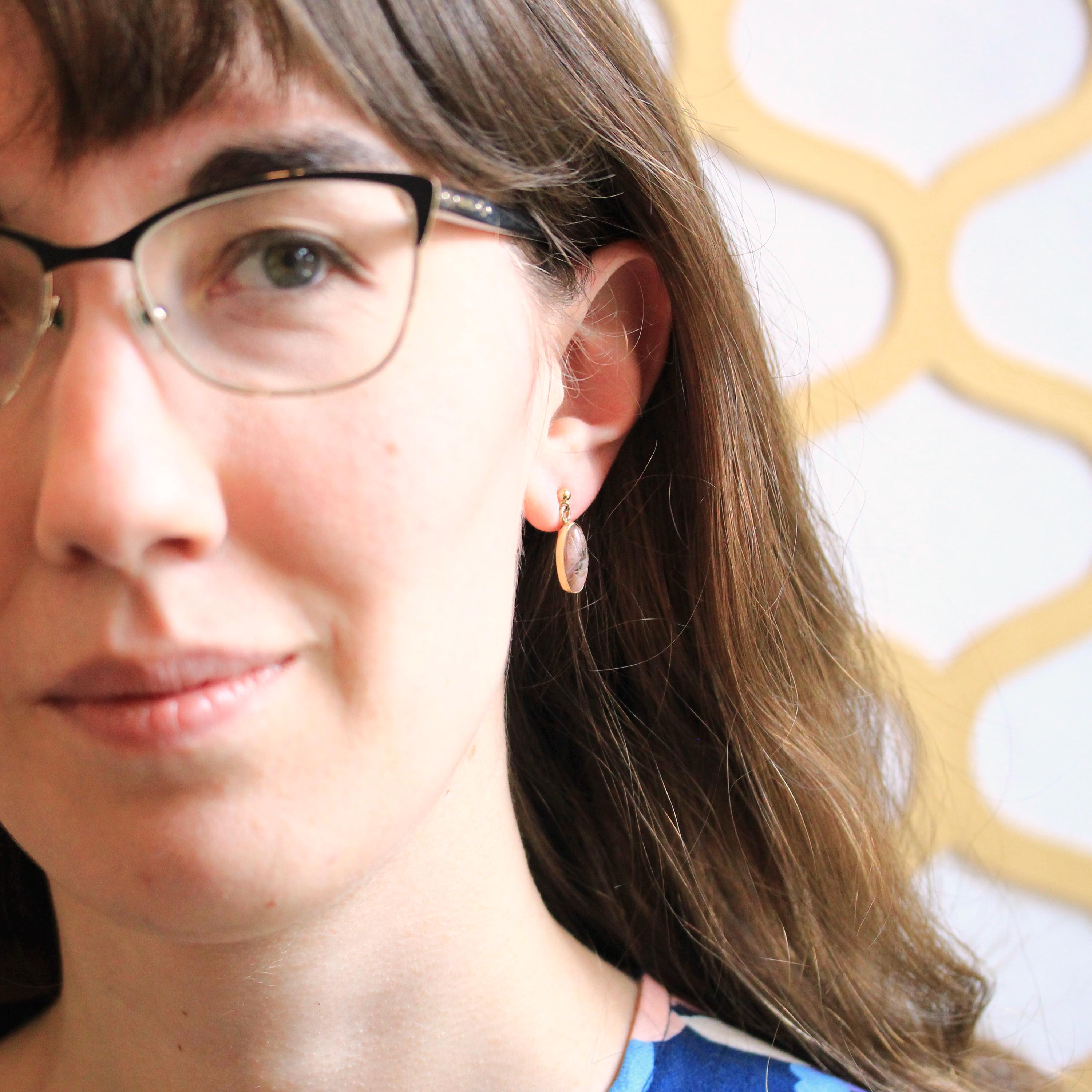 Vintage Scarab Earrings - Retro 14k Yellow Gold Carved Genuine Rhodonite Gemstone - Circa 1960s Era Egyptian Revival Style Beetle Jewelry