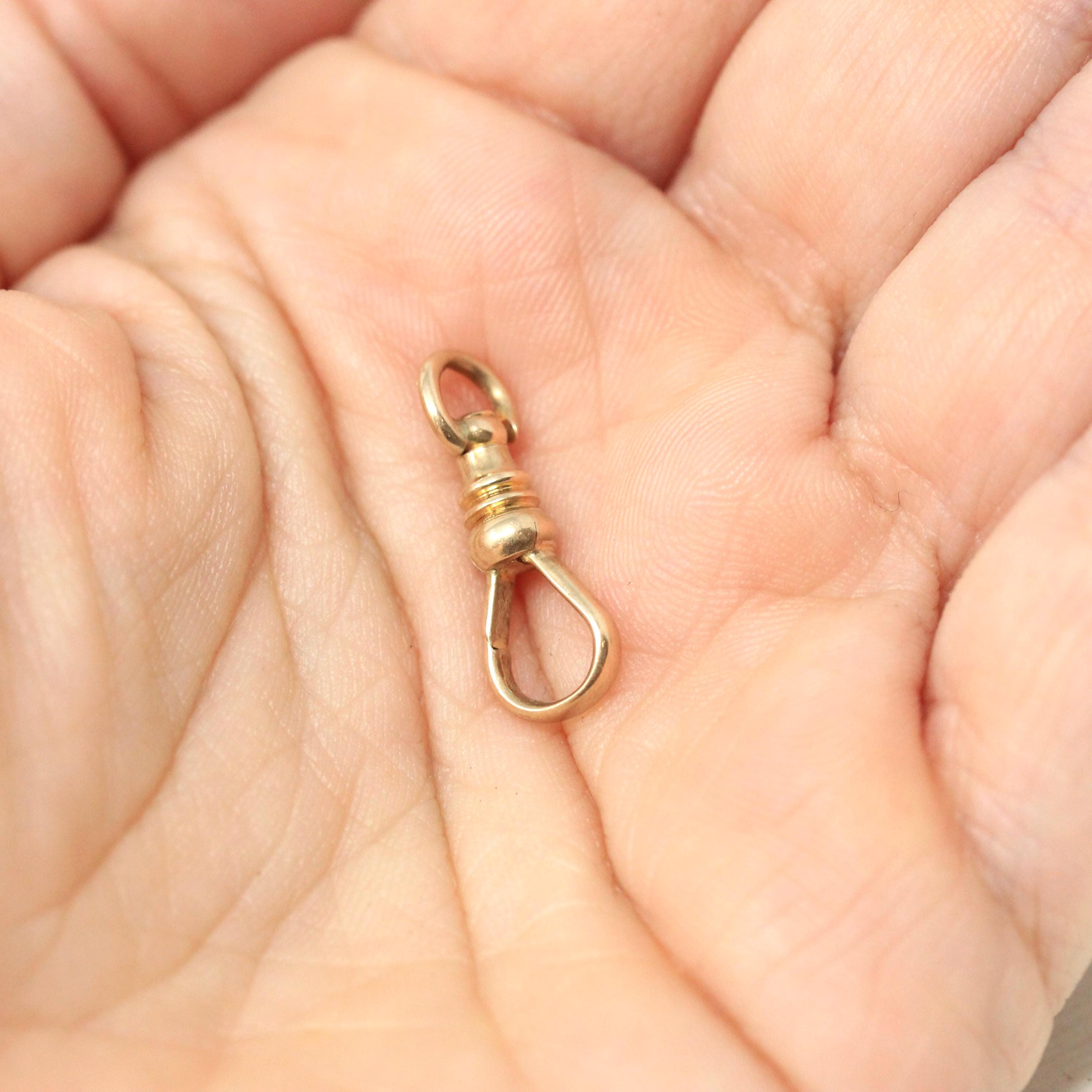 Antique Dog Clip - Edwardian 10k Yellow Gold Necklace Finding Stationary Clasp - Circa 1910s Era Charm Pendant Holder Lorgnette Jewelry