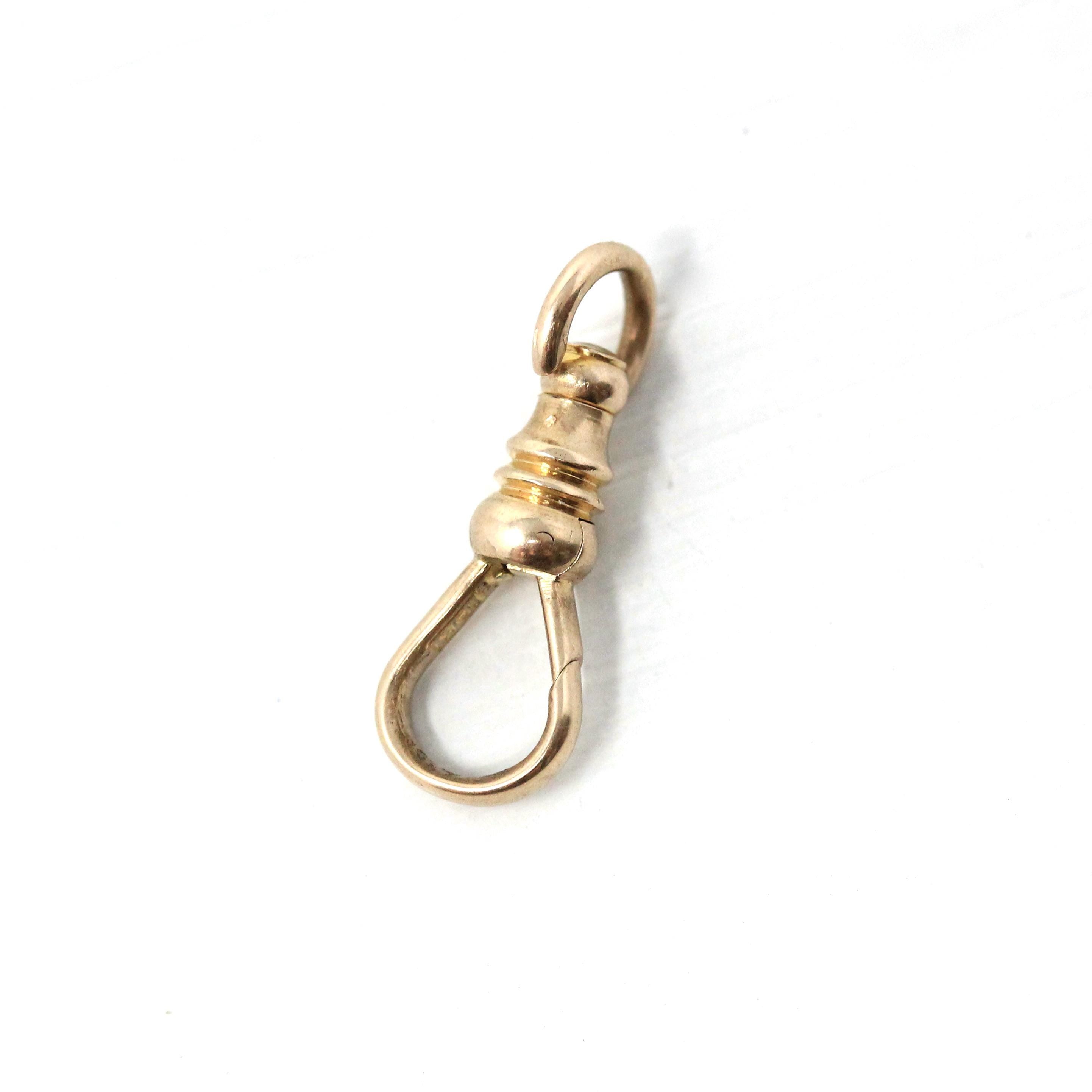 Antique Dog Clip - Edwardian 10k Yellow Gold Necklace Finding Stationary Clasp - Circa 1910s Era Charm Pendant Holder Lorgnette Jewelry