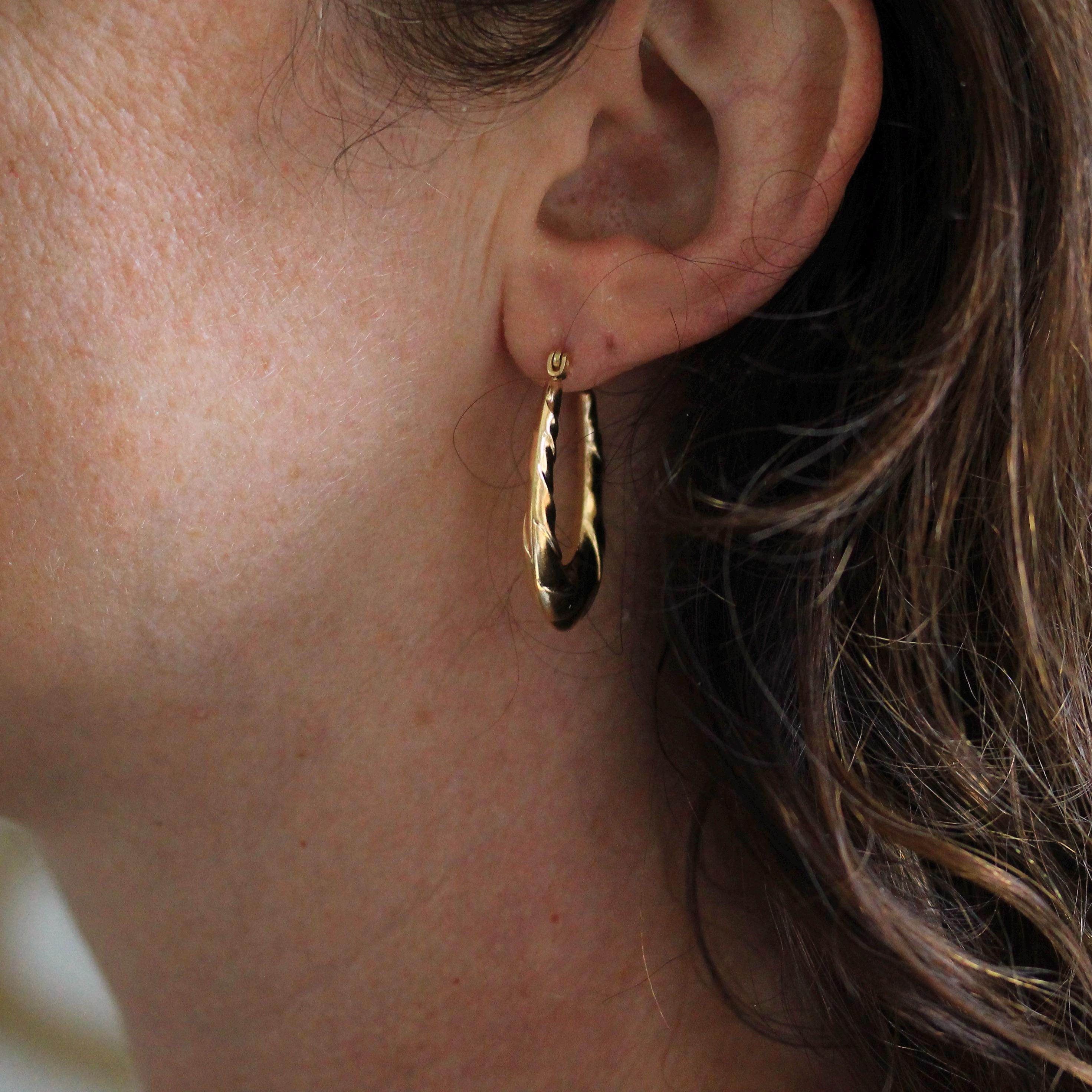 Modern Hoop Earrings - Estate 14k Yellow Gold Latch Lever Backs Door Knockers - Vintage Circa 2000's Era Statement Twisted Fine Jewelry