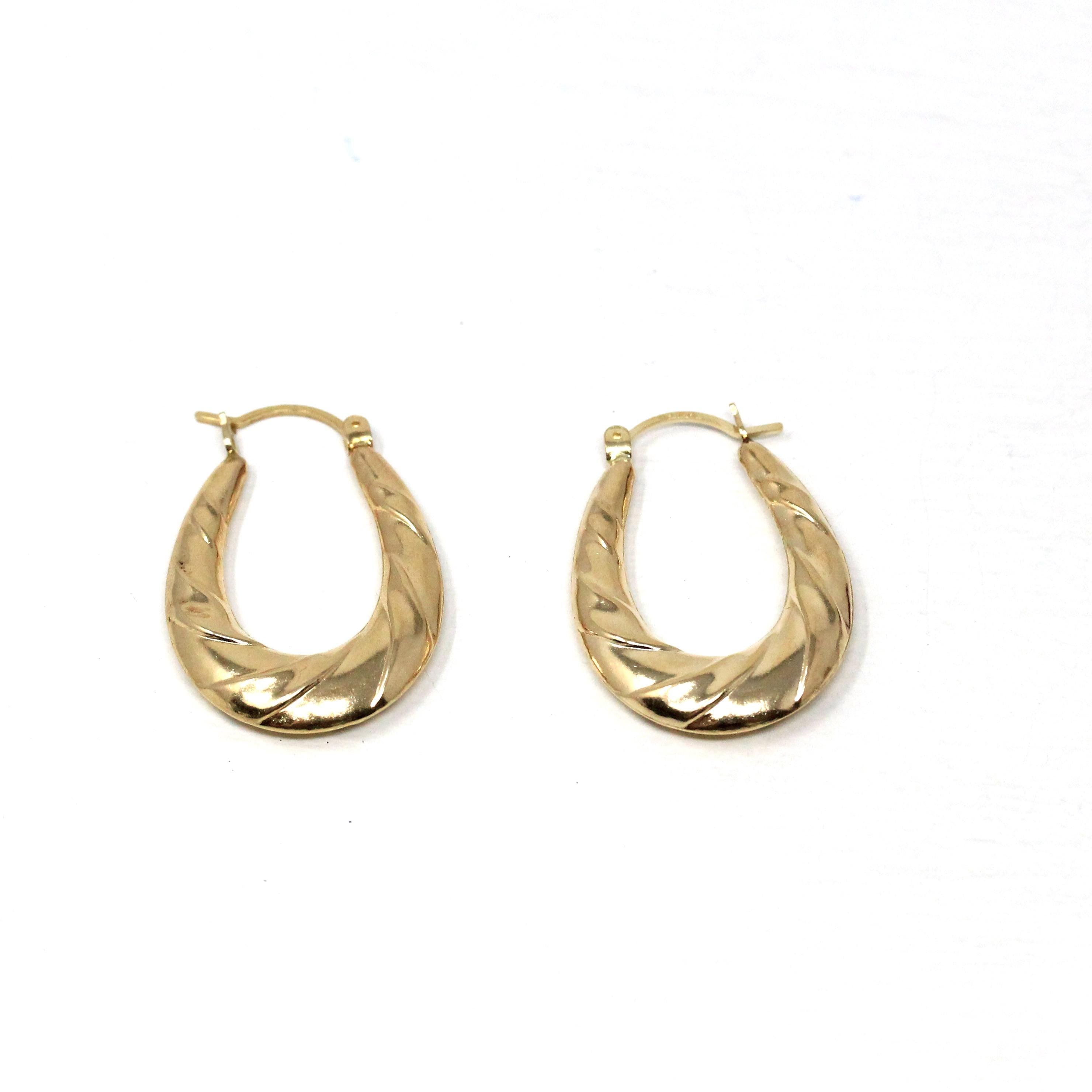 Modern Hoop Earrings - Estate 14k Yellow Gold Latch Lever Backs Door Knockers - Vintage Circa 2000's Era Statement Twisted Fine Jewelry