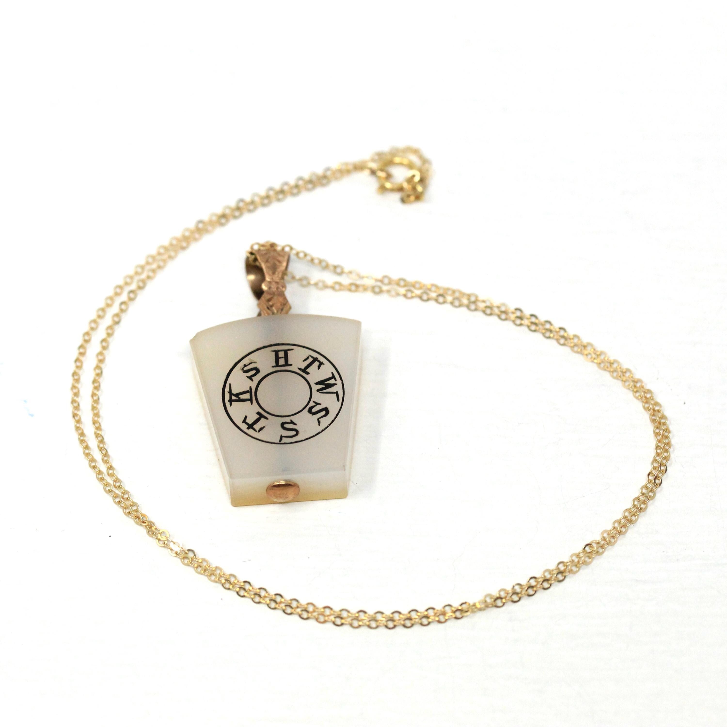 Royal Arch Masonry Fob - Edwardian 10k Rose Gold "HTWSSTKS" Chalcedony Pendant - Antique Circa 1900s Era Keystone Third Degree Mason Jewelry