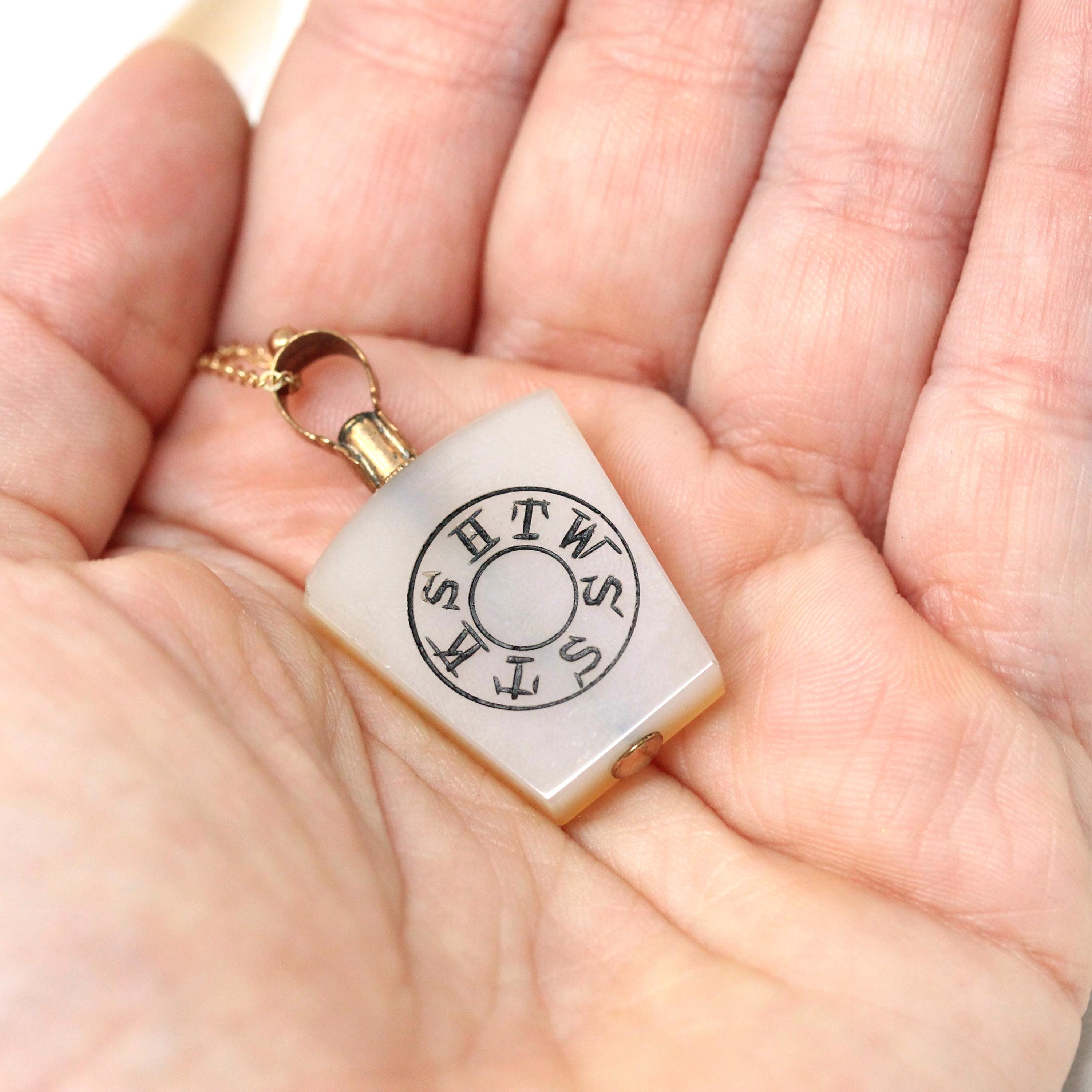 Royal Arch Masonry Fob - Edwardian 10k Rose Gold "HTWSSTKS" Chalcedony Pendant - Antique Circa 1900s Era Keystone Third Degree Mason Jewelry