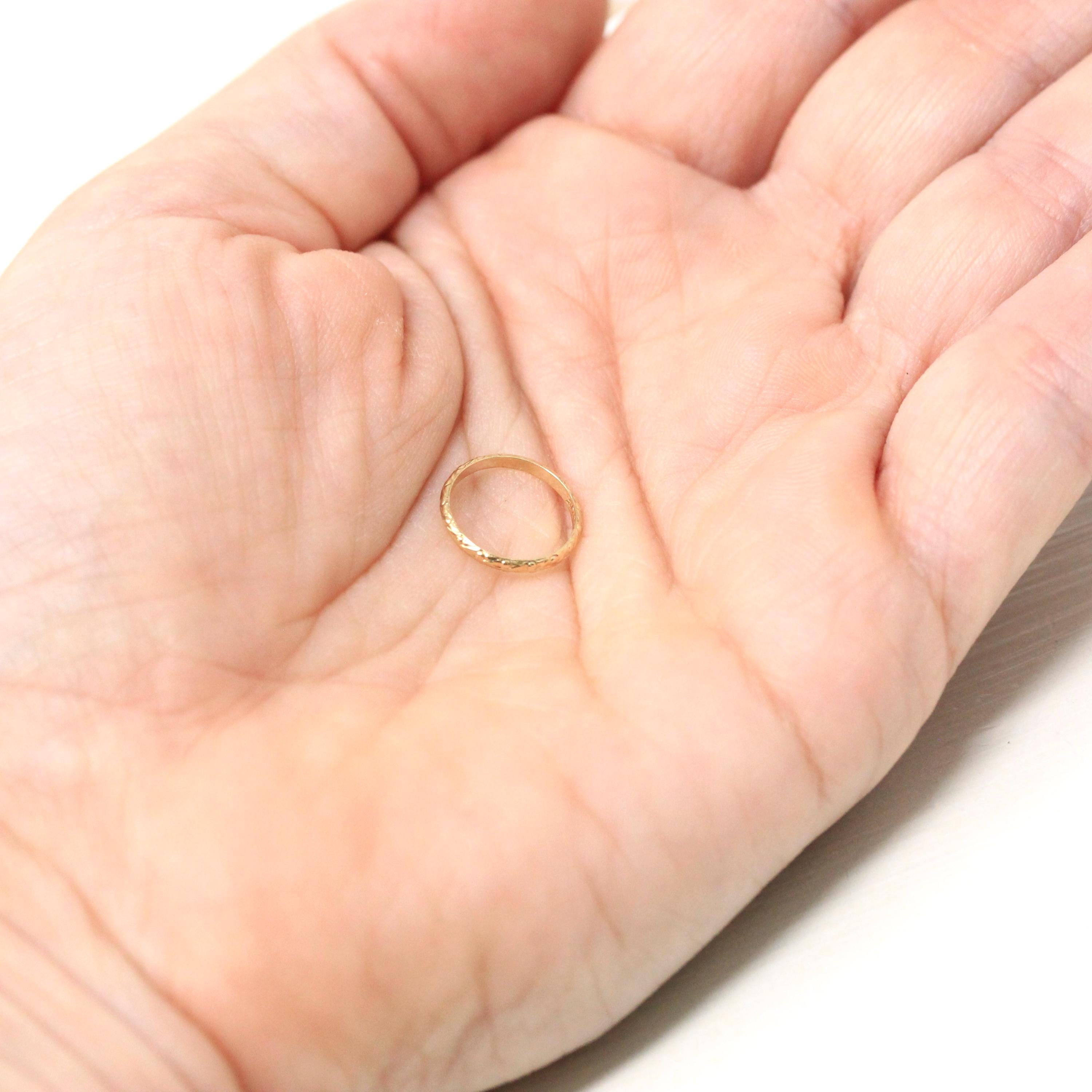 Vintage Baby Ring - 10k Yellow Gold Midi Charm Ring on Original Card - Circa 1940s Size 1/4 Shower New Mother Greetings Birth Fine Jewelry