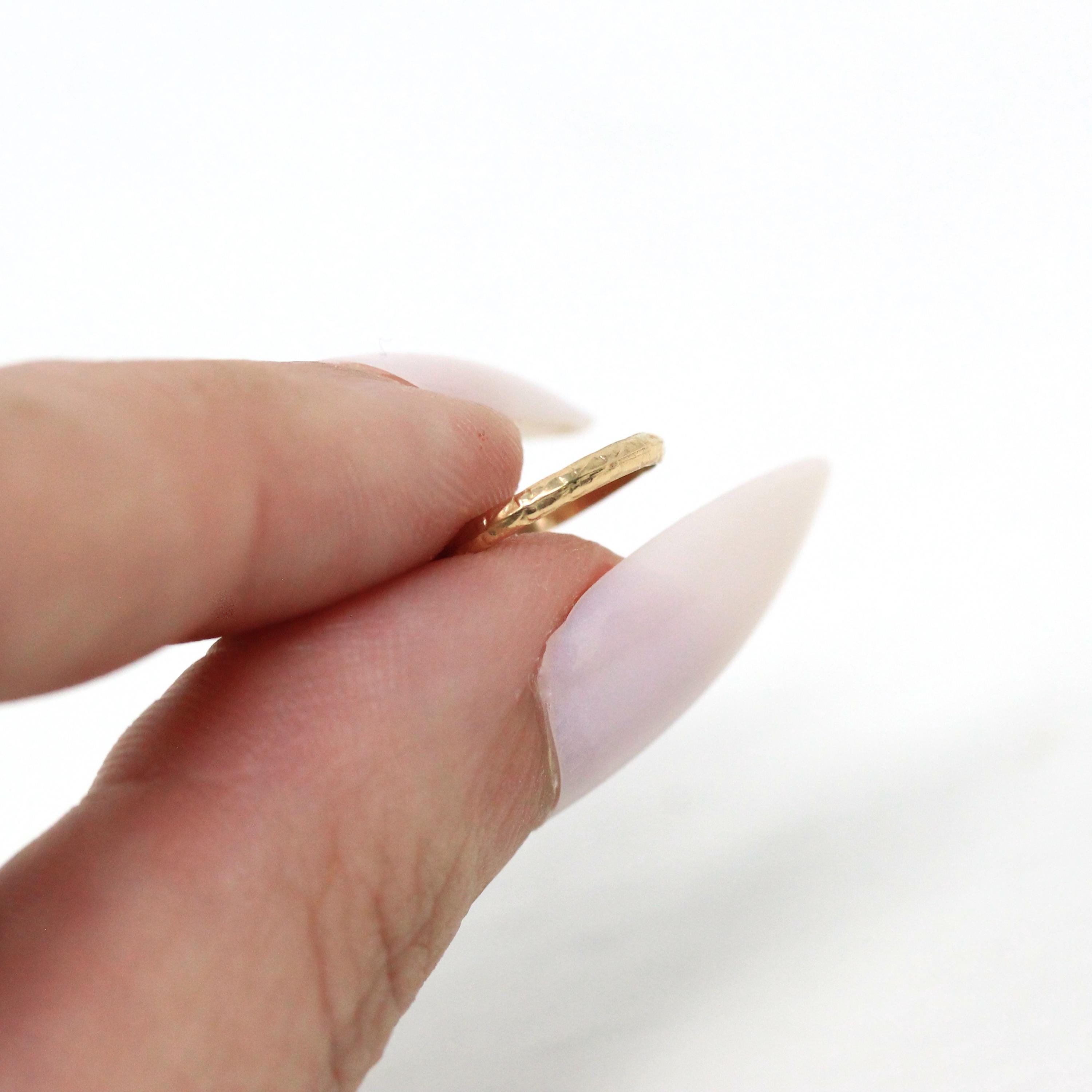 Vintage Baby Ring - 10k Yellow Gold Midi Charm Ring on Original Card - Circa 1940s Size 1/4 Shower New Mother Greetings Birth Fine Jewelry