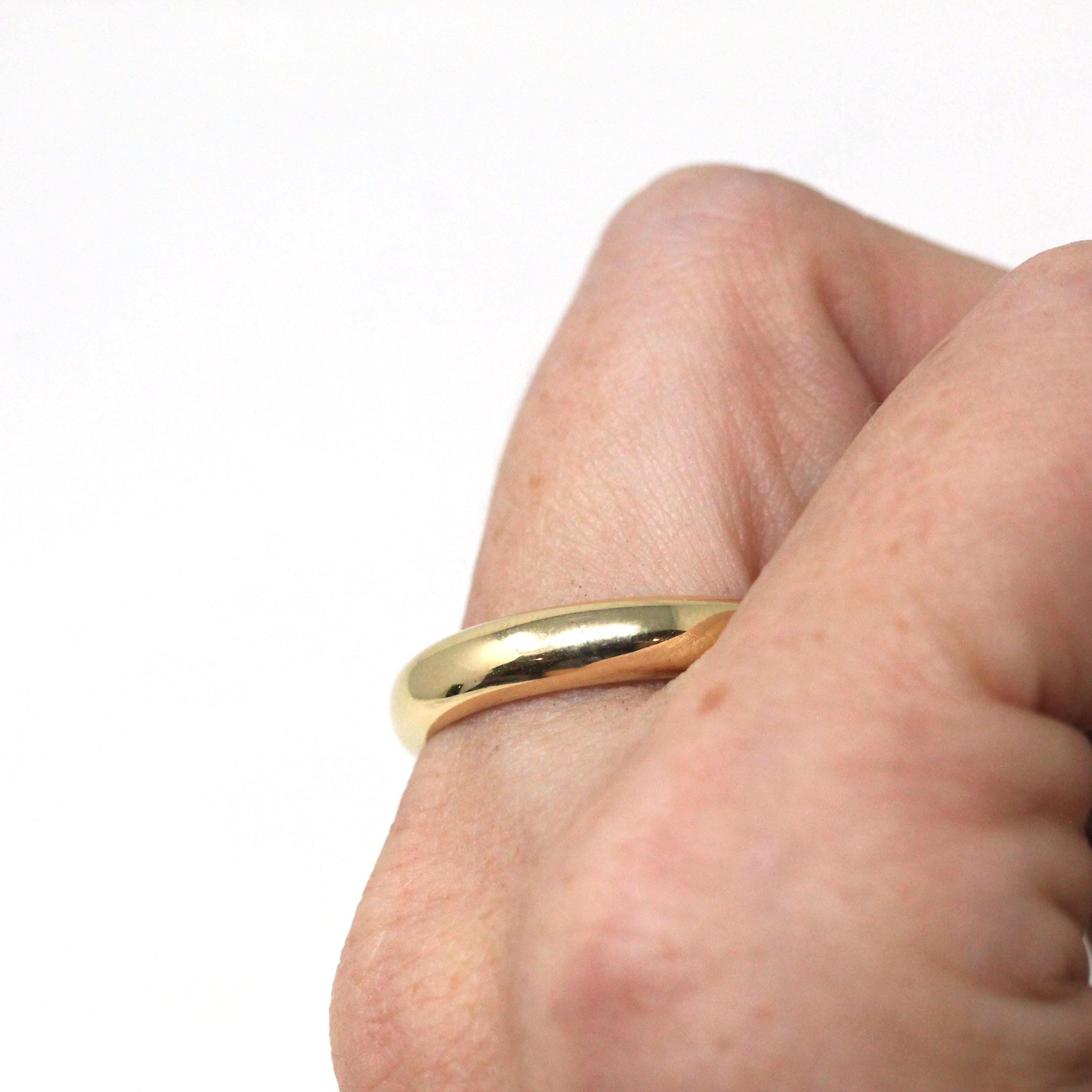 Vintage Wedding Band - Retro 14k Yellow Gold "BFH to DWK" Stacking Men's Unisex Ring - Dated 1962 Size 9 1/2 Fine Heirloom Bridal Jewelry