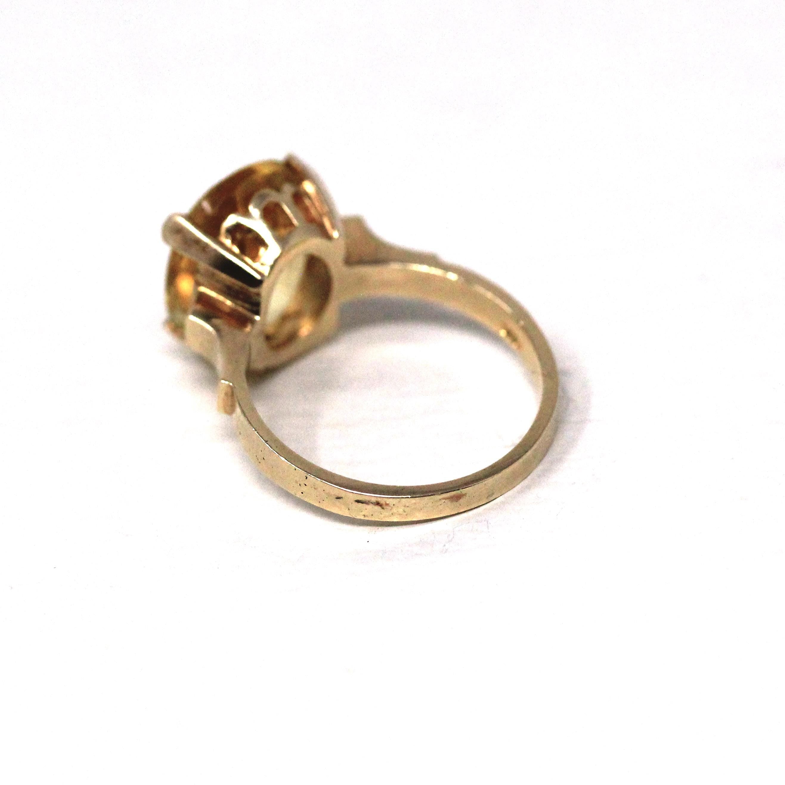 Genuine Citrine Ring - Retro 10k Yellow Gold Oval Faceted Gem - Vintage Circa 1960s Size 6 New Old Stock November Birthstone Fine Jewelry