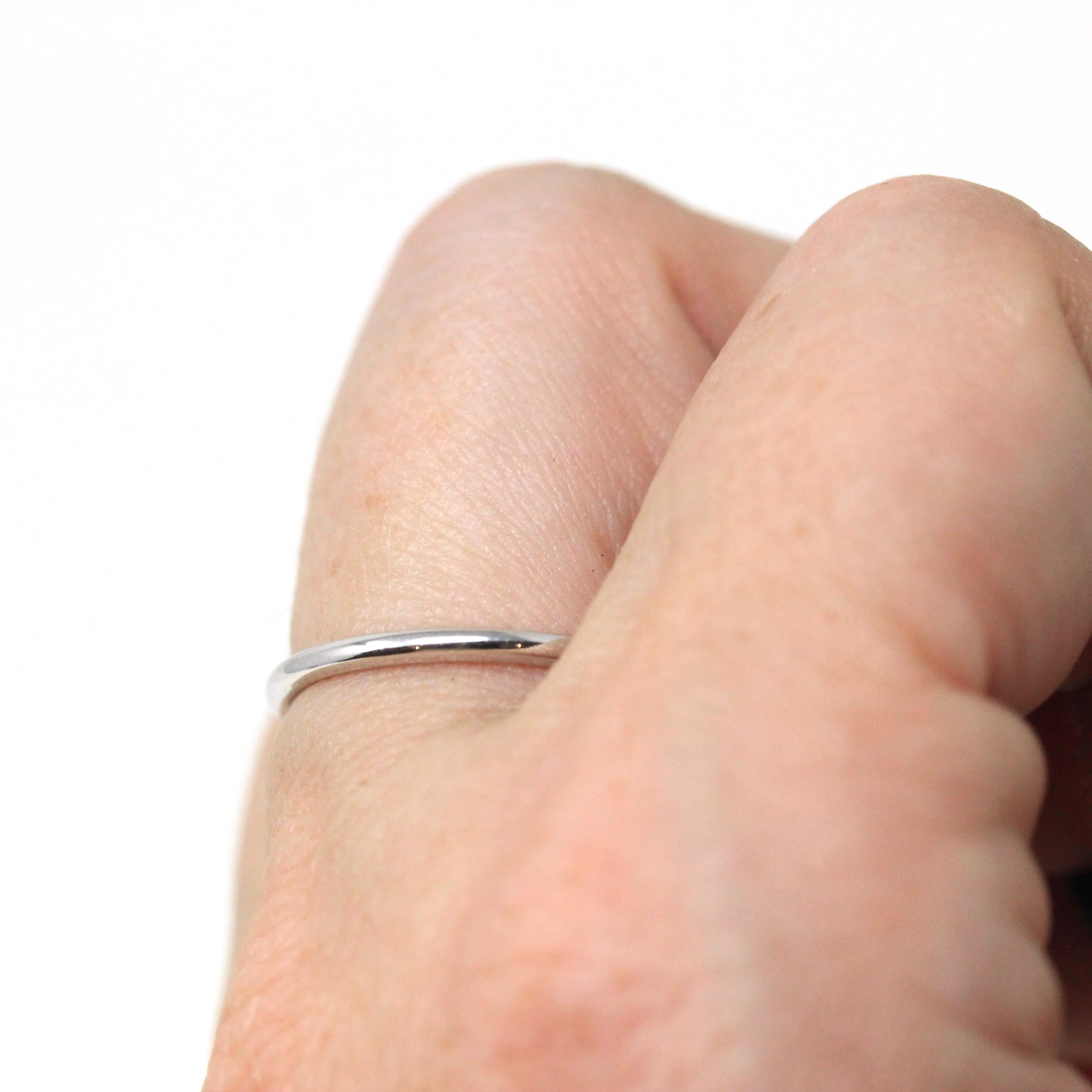 Antique Wedding Band - Art Deco 18k White Gold Inscribed Ring - Vintage Engraved 1928 Size 6 1/2 Unisex Style 1920s Era Wedding Fine Jewelry