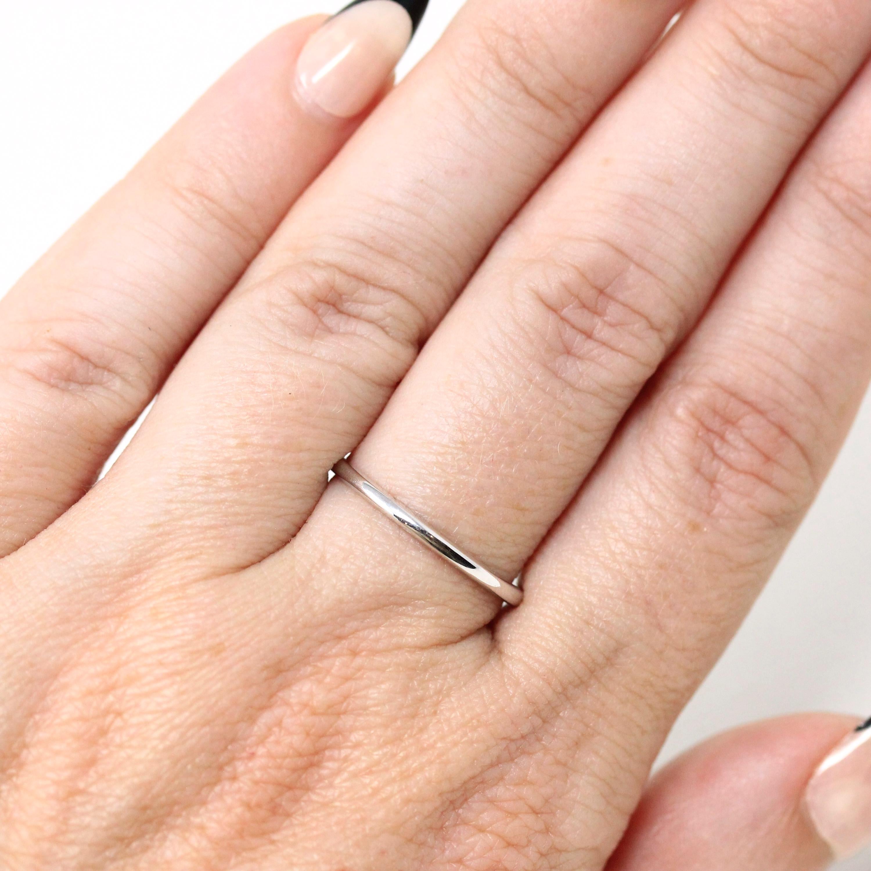 Antique Wedding Band - Art Deco 18k White Gold Inscribed Ring - Vintage Engraved 1928 Size 6 1/2 Unisex Style 1920s Era Wedding Fine Jewelry