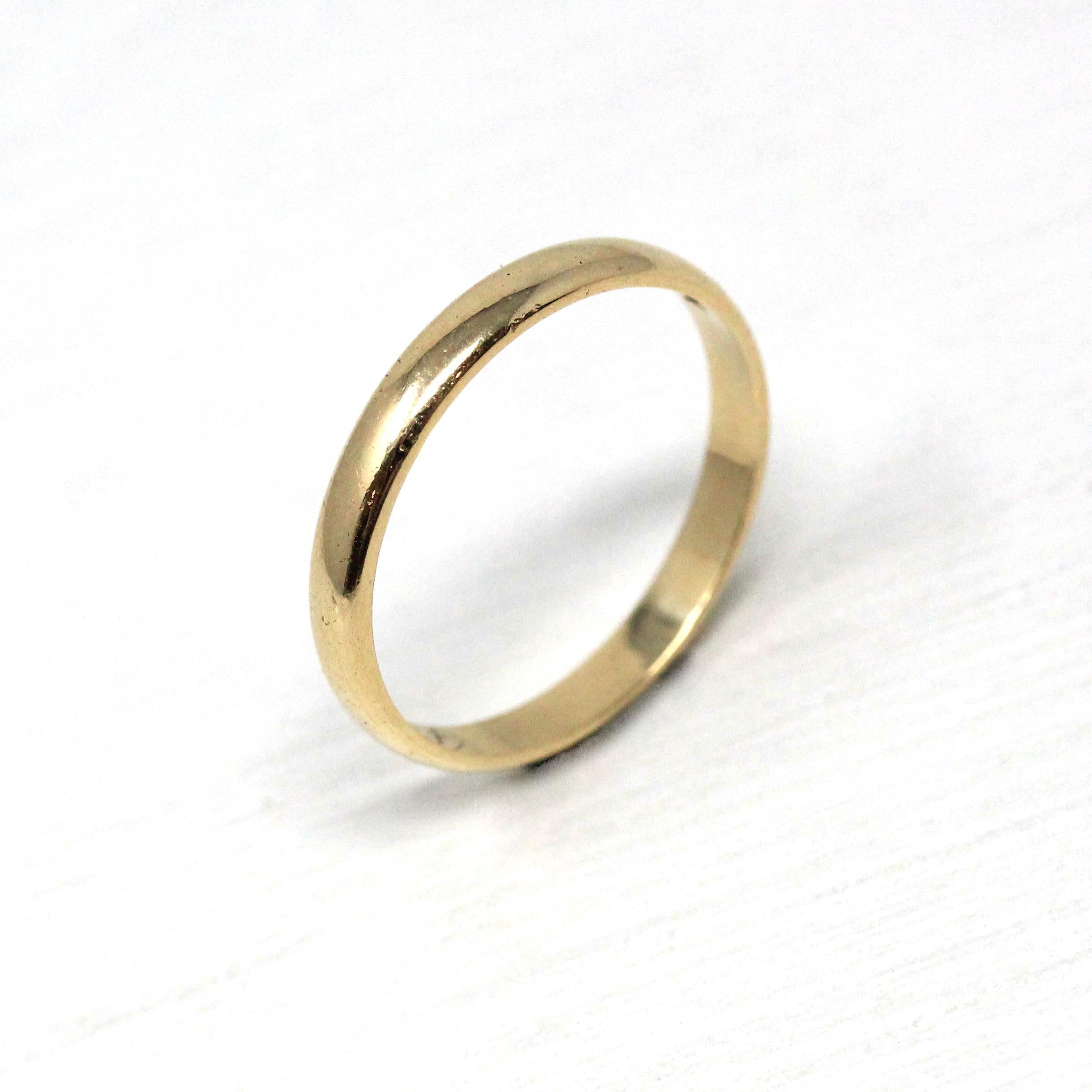 Vintage Inscribed Wedding Band - Art Deco 14k Yellow Gold Timeless Ring - Circa 1930s Size 9 1/4 Classic Simple Men's Unisex Fine Jewelry