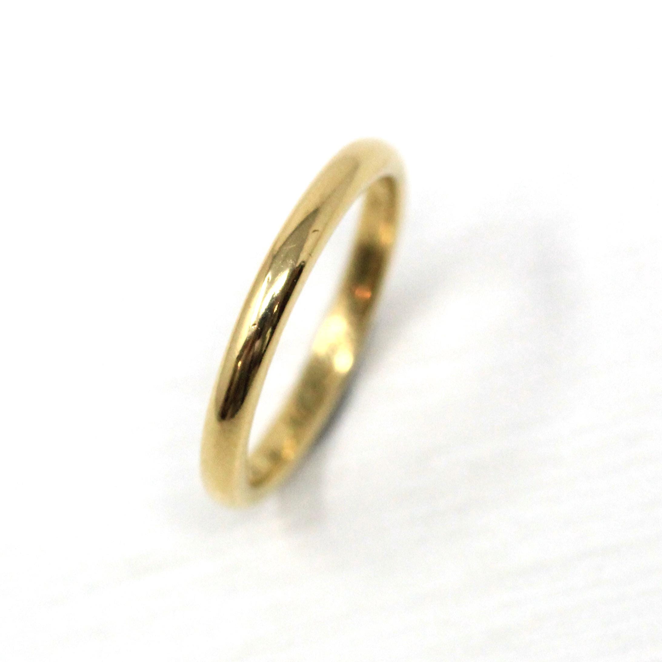 Dated 1942 Band - Late Deco Early Retro Era 18k Yellow Gold Comfort Fit 2.3 MM Band - Vintage Size 5 1/2 Fine Inscribed 40s Wedding Jewelry