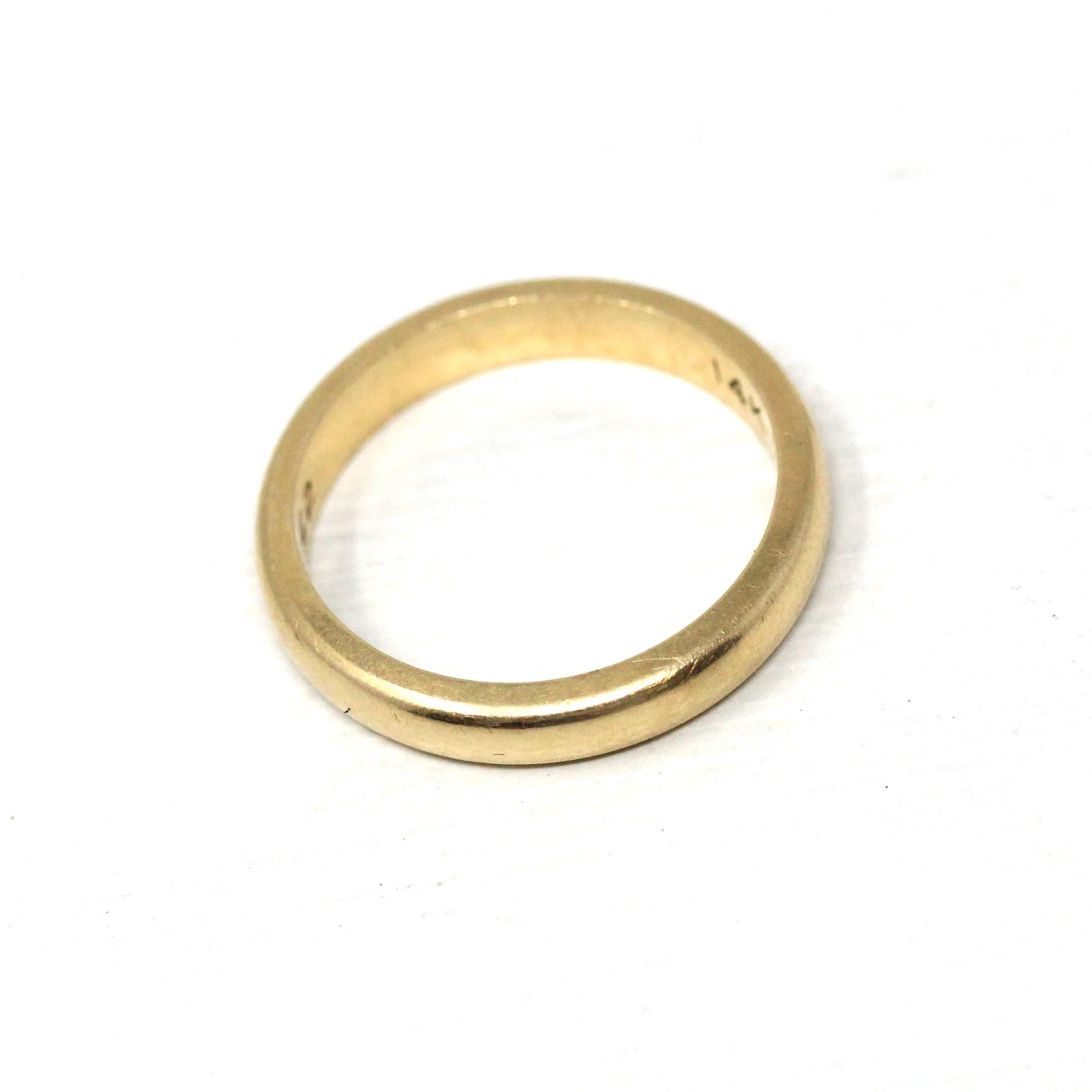 Dated 1952 Band - Mid Century 14k Yellow Gold Half Round 3.2 MM Band - Vintage Size 5 Retro Era Fine Precious Inscribed Wedding Jewelry