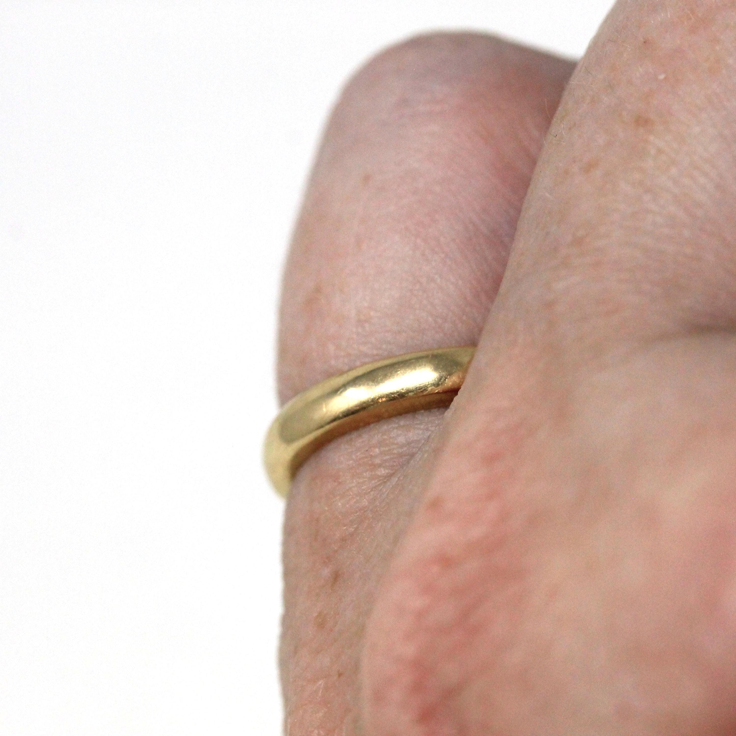 Dated 1952 Band - Mid Century 14k Yellow Gold Half Round 3.2 MM Band - Vintage Size 5 Retro Era Fine Precious Inscribed Wedding Jewelry
