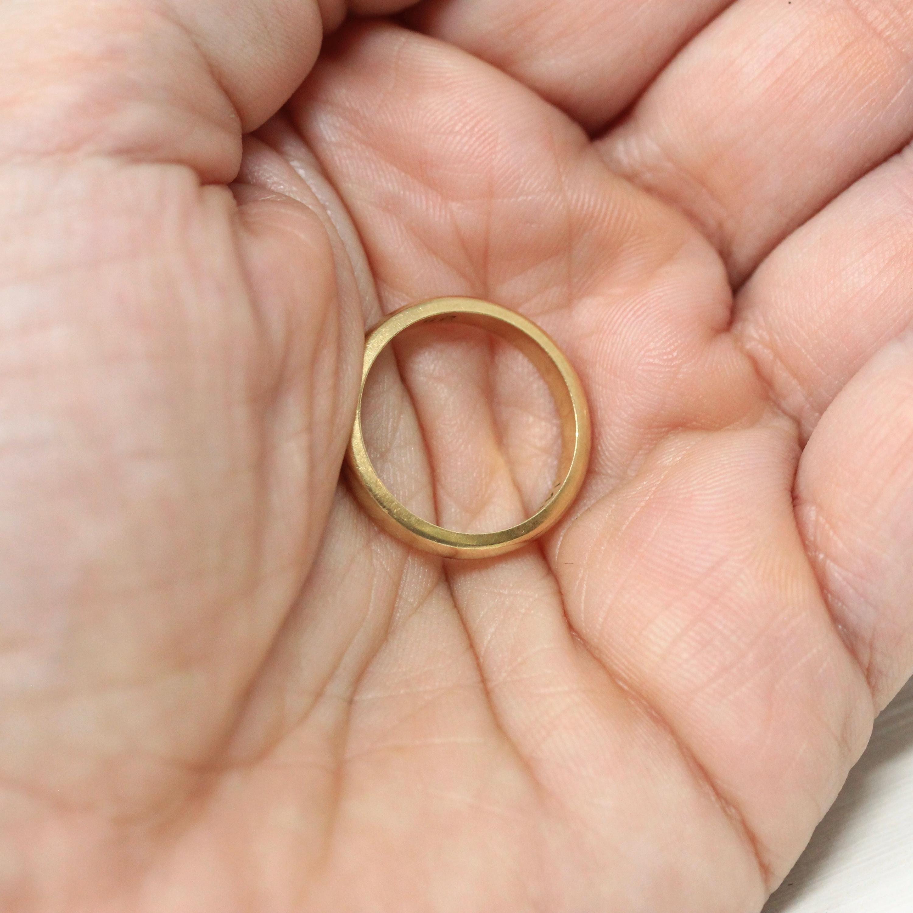 Dated 1952 Band - Mid Century 14k Yellow Gold Half Round 3.2 MM Band - Vintage Size 5 Retro Era Fine Precious Inscribed Wedding Jewelry