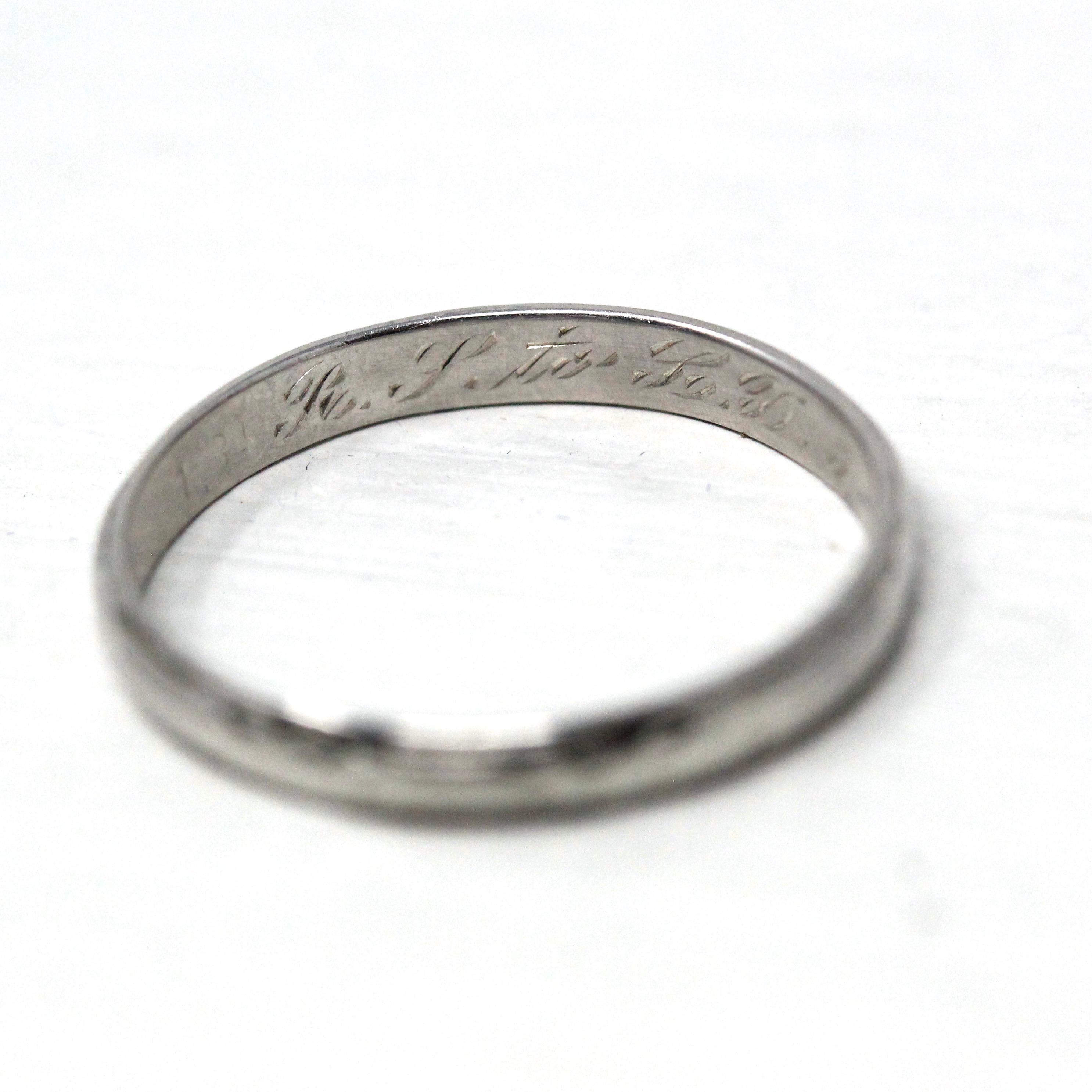 Art Deco Wedding Band - Vintage 18k White Gold Orange Blossom Eternity Ring - Circa 1930s Era Size 5 Bridal Stacking Fine 30s Floral Jewelry