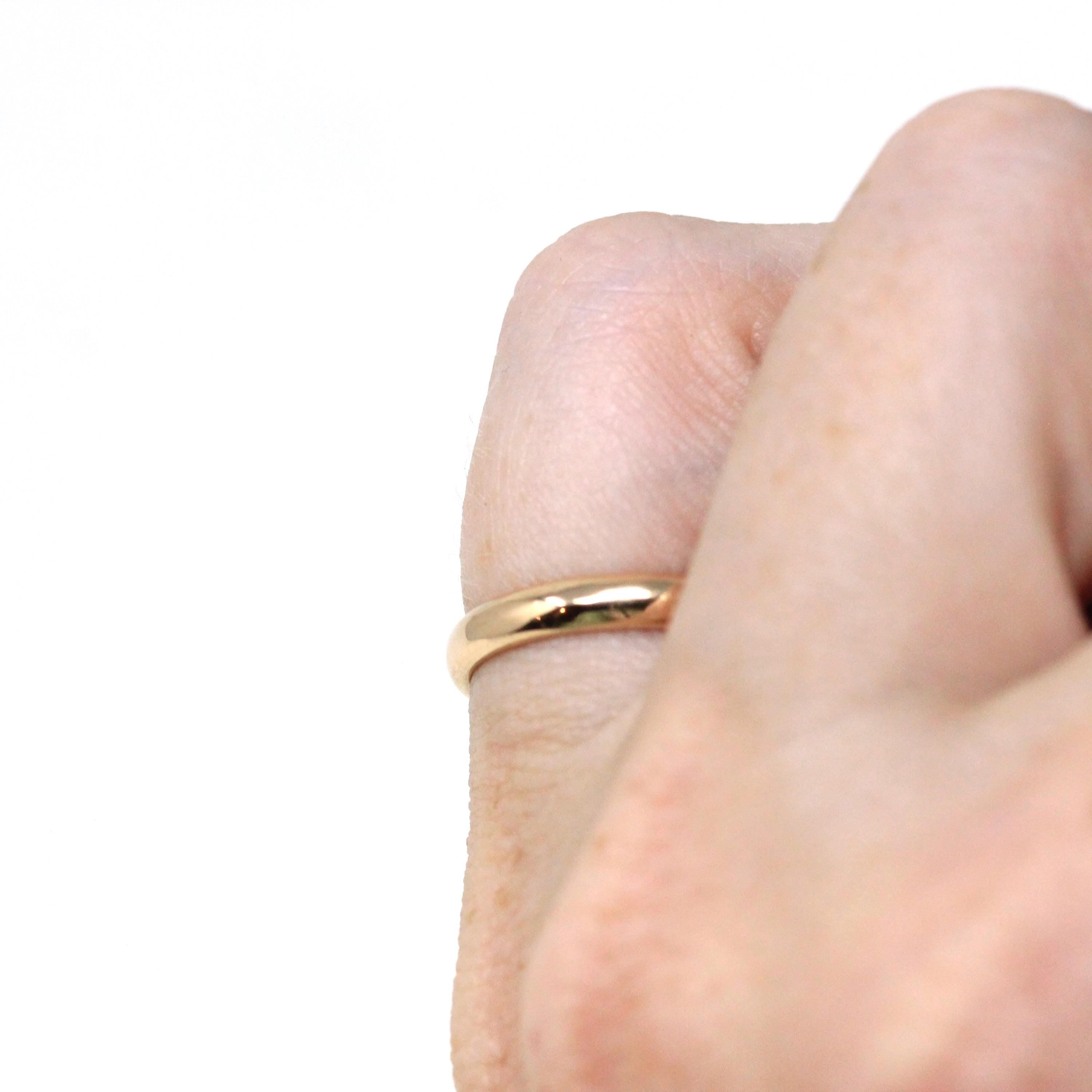 Antique Wedding Band - Edwardian 14k Yellow Gold 2.8 MM Unadorned Ring - Circa 1900s Era Size 5 1/2 Stacking Unisex Fine Birdal Jewelry