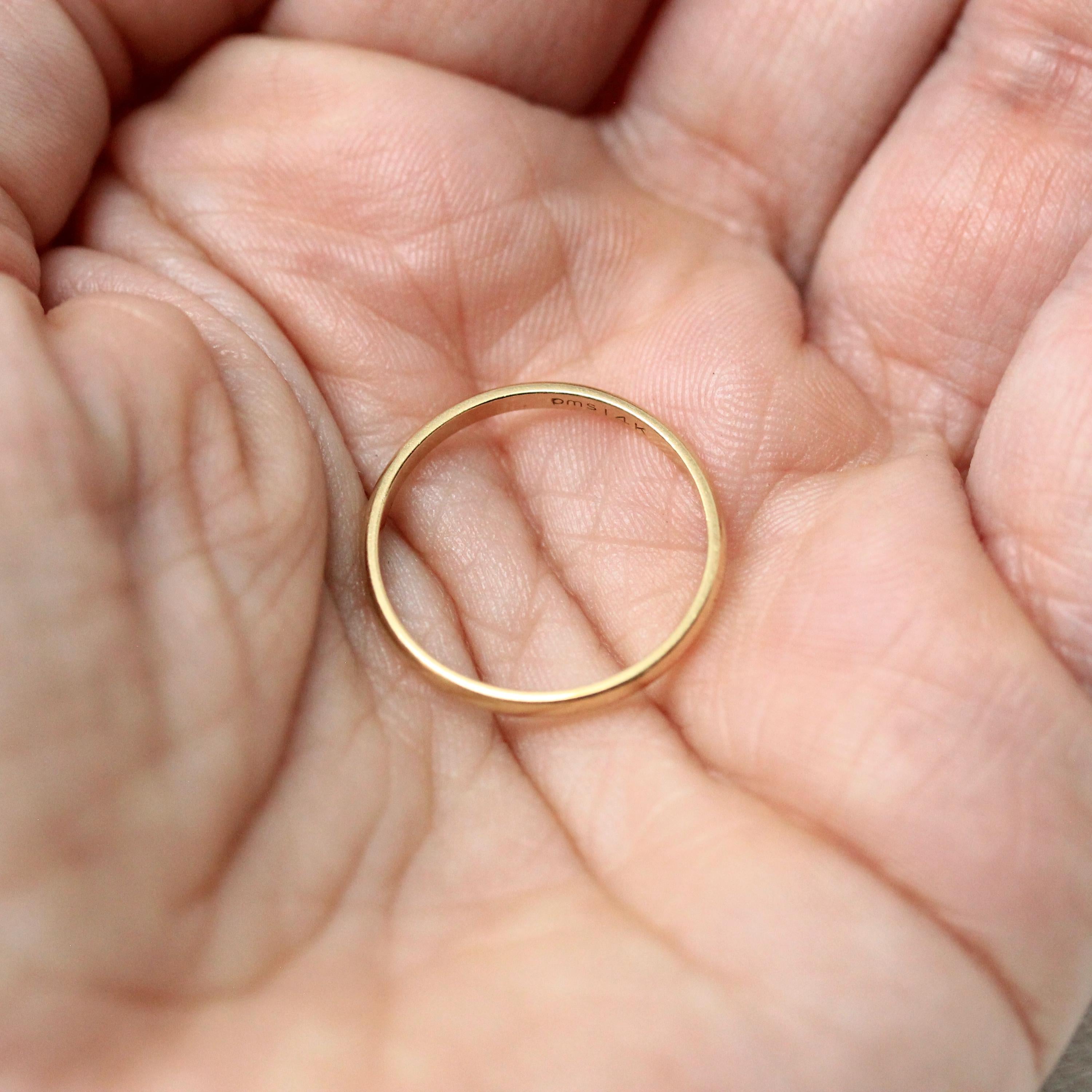 Estate Wedding Band - Minimalist Modern 1990s 14k Yellow Gold Unadorned Plain Polished Ring- Size 5.75 90s Simple Stacking Fine Jewelry