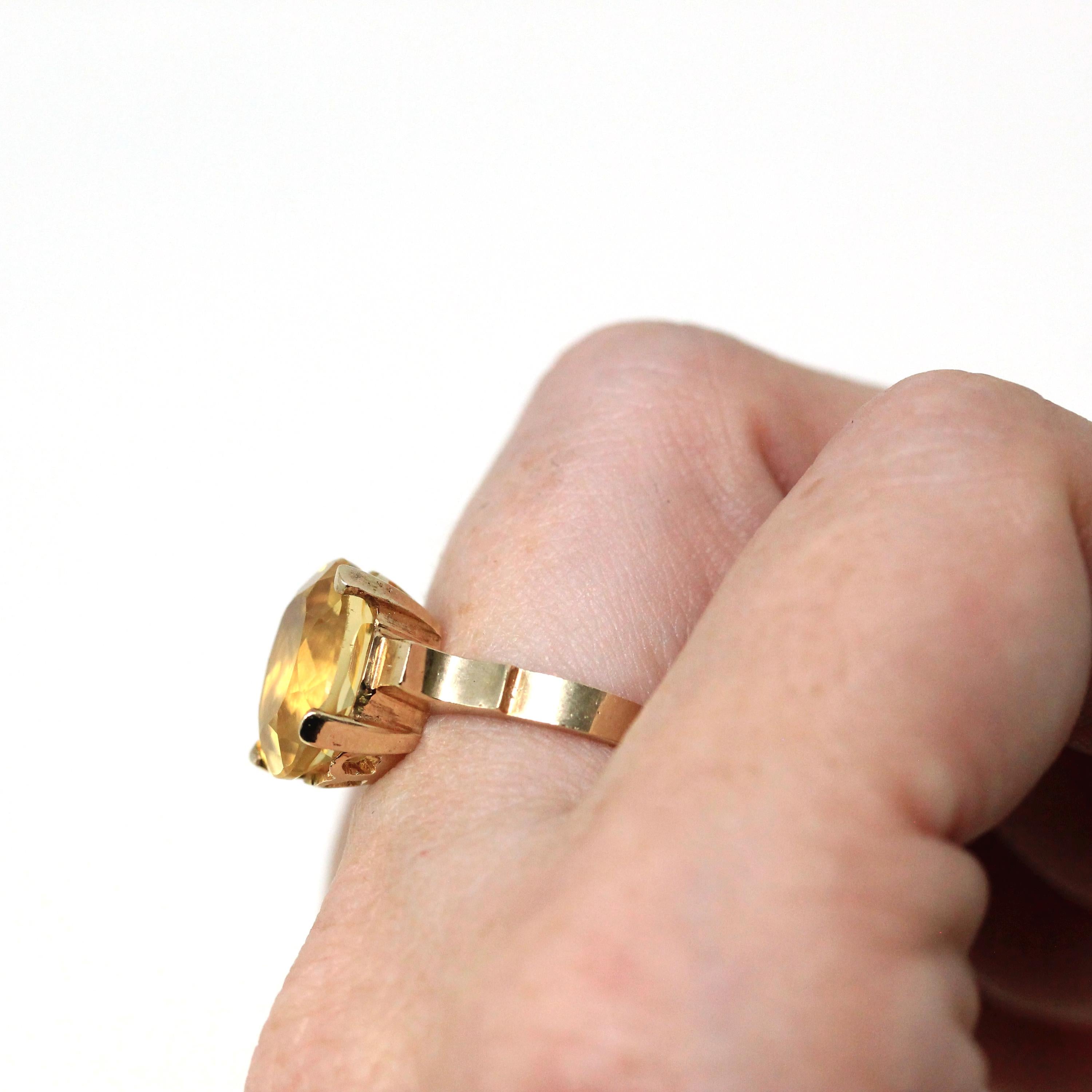 Genuine Citrine Ring - Retro 10k Yellow Gold Oval Faceted Gem - Vintage Circa 1960s Size 6 New Old Stock November Birthstone Fine Jewelry