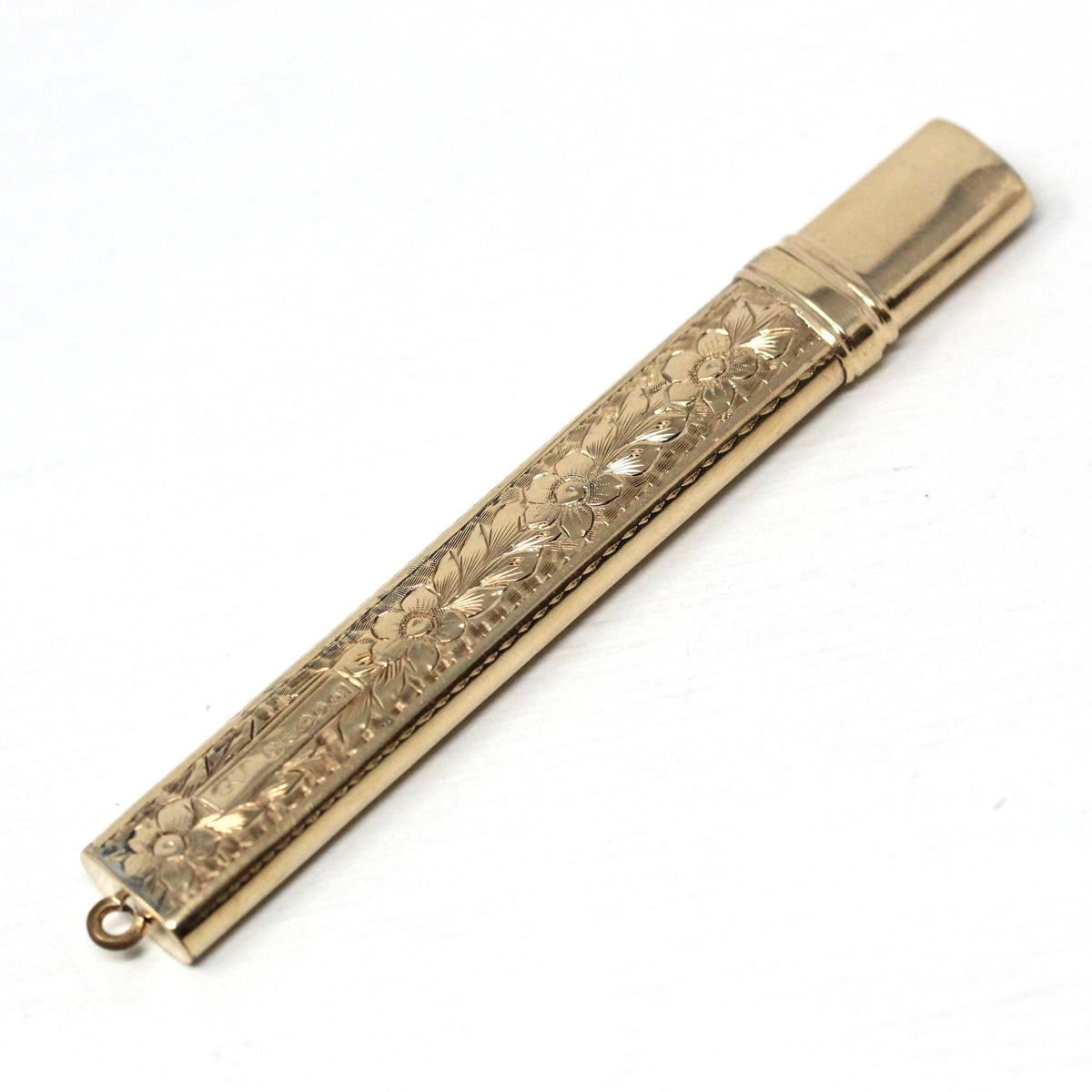 Antique Needle Case - Edwardian 9k Yellow Gold English Pencil Matches