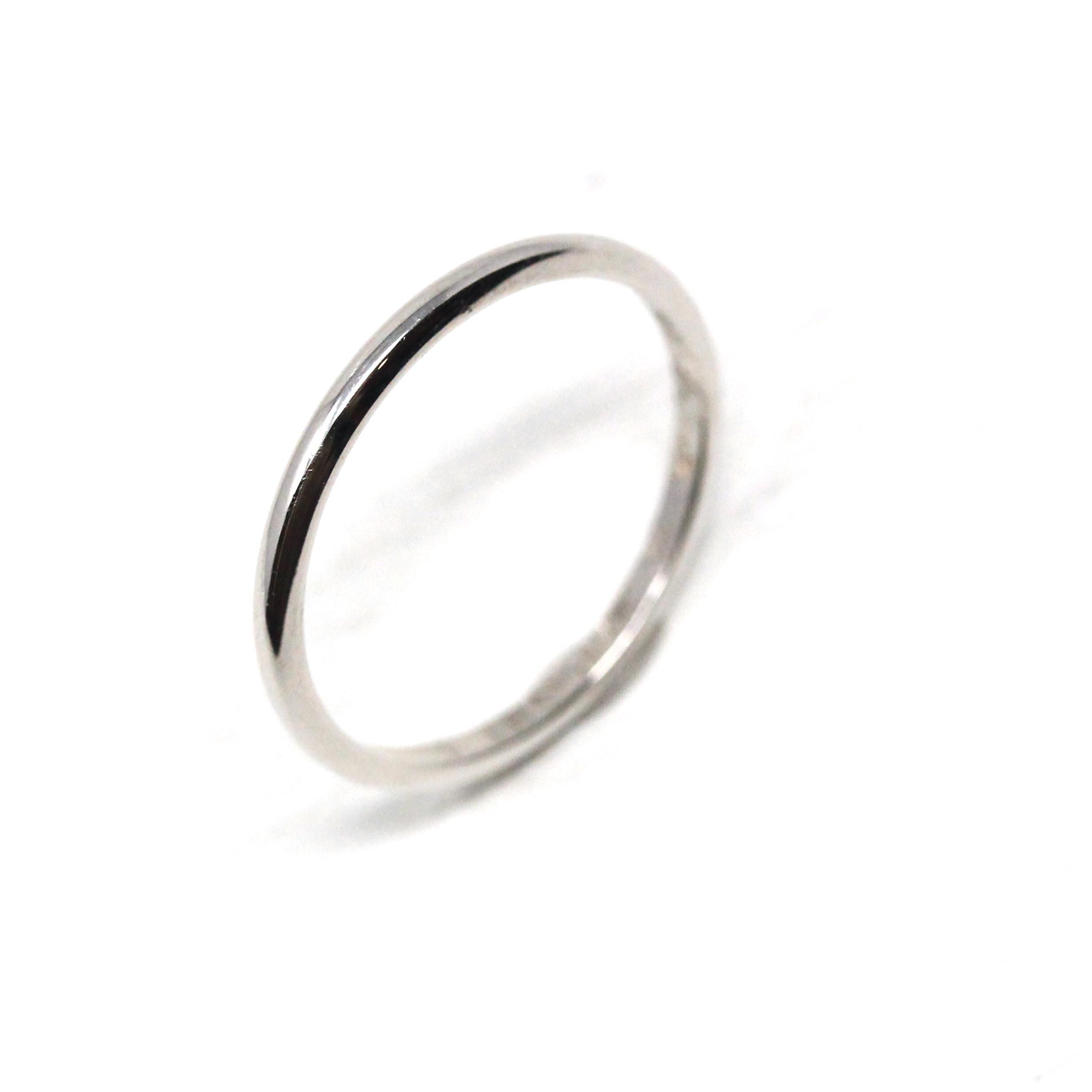 Antique Wedding Band - Art Deco 18k White Gold Inscribed Ring - Vintage Engraved 1928 Size 6 1/2 Unisex Style 1920s Era Wedding Fine Jewelry