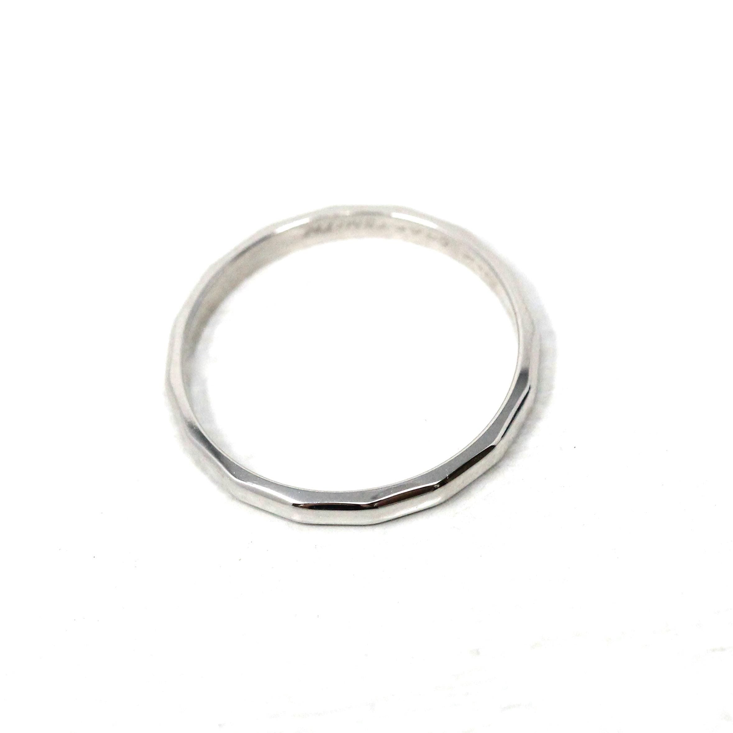 Estate Wedding Band - Modern 14k White Gold Baguette Pattern Simplistic Minimalist - Circa 2000's Era Size 7 1/4 Stacking Craftsmith Ring