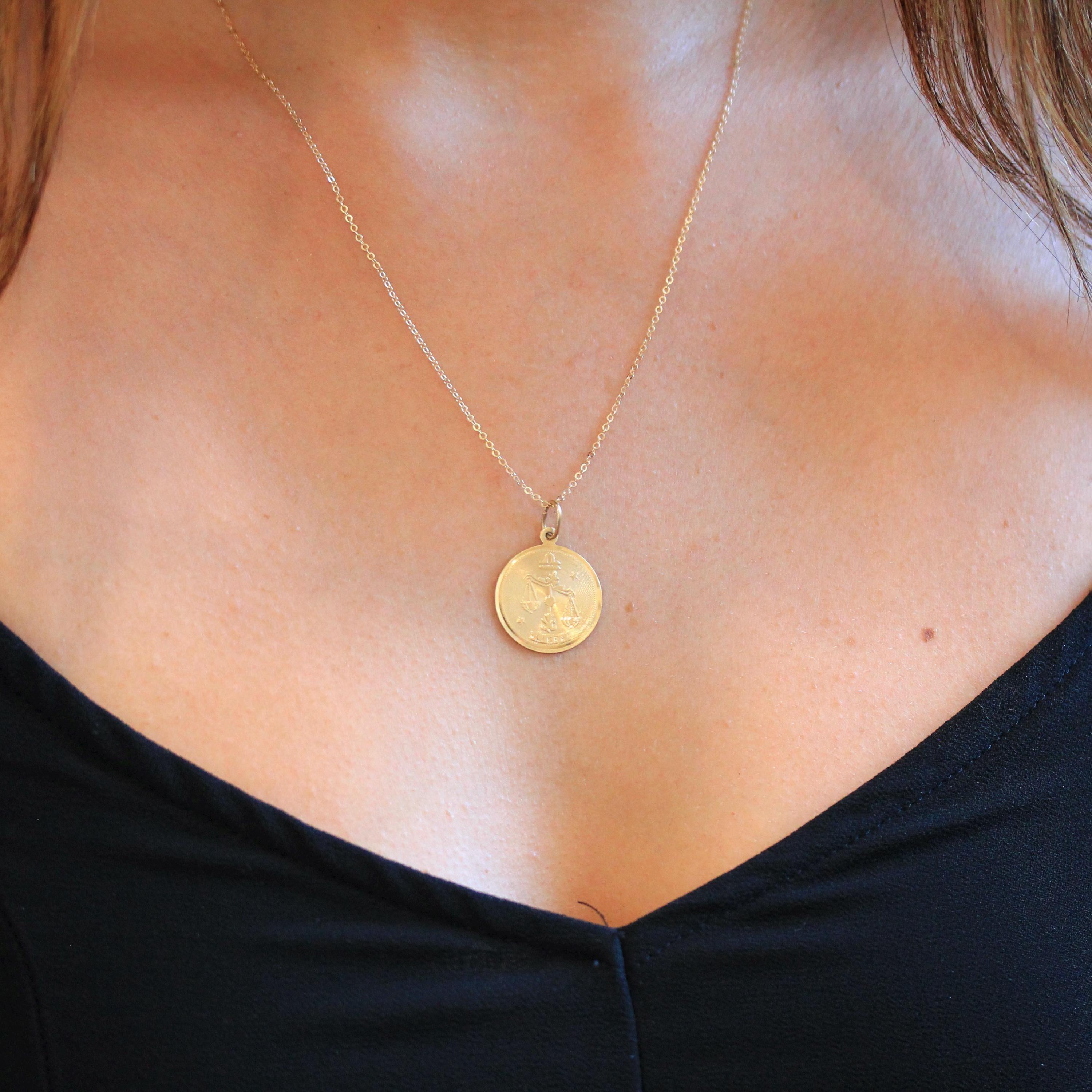 Vintage Libra Pendant - Retro 14k Yellow Gold Scales Astrological Sign Necklace - Circa 1970s Era Zodiac Celestial Air Element Fine Jewelry