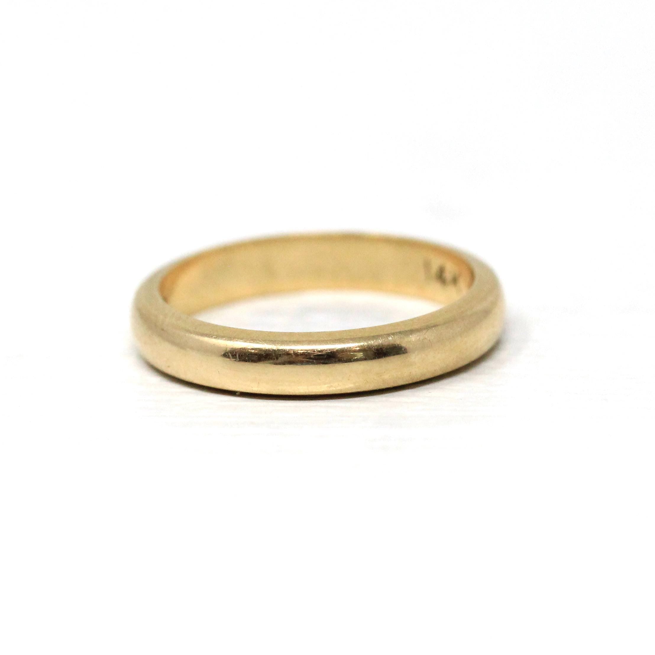 Dated 1952 Band - Mid Century 14k Yellow Gold Half Round 3.2 MM Band - Vintage Size 5 Retro Era Fine Precious Inscribed Wedding Jewelry