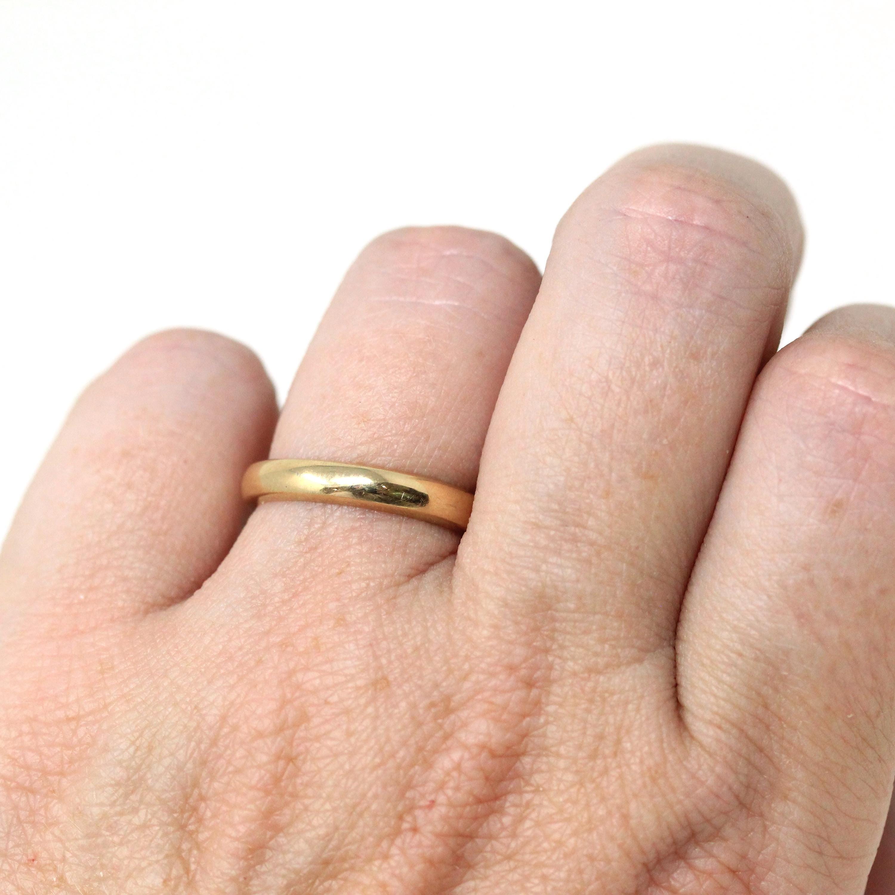 Dated 1952 Band - Mid Century 14k Yellow Gold Half Round 3.2 MM Band - Vintage Size 5 Retro Era Fine Precious Inscribed Wedding Jewelry