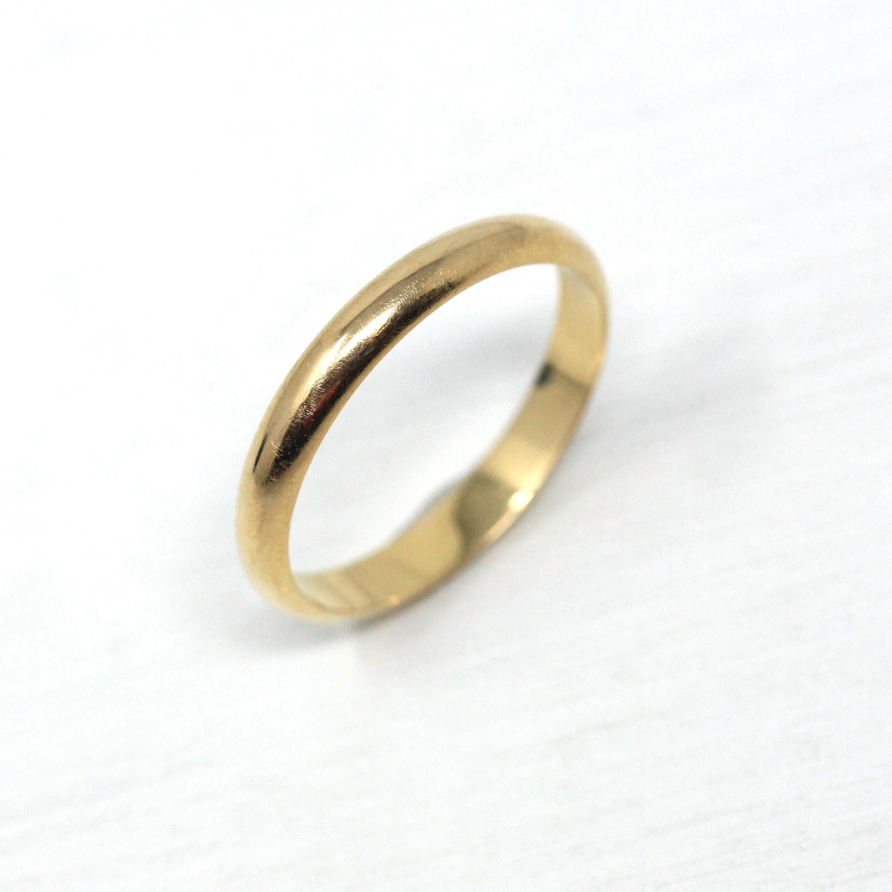 Vintage Wedding Band - 14k Yellow Gold Plain Simple Unadorned Minimal Unisex Ring - Retro Size 10 1/2 Stacking Men's Women's Bridal Jewelry