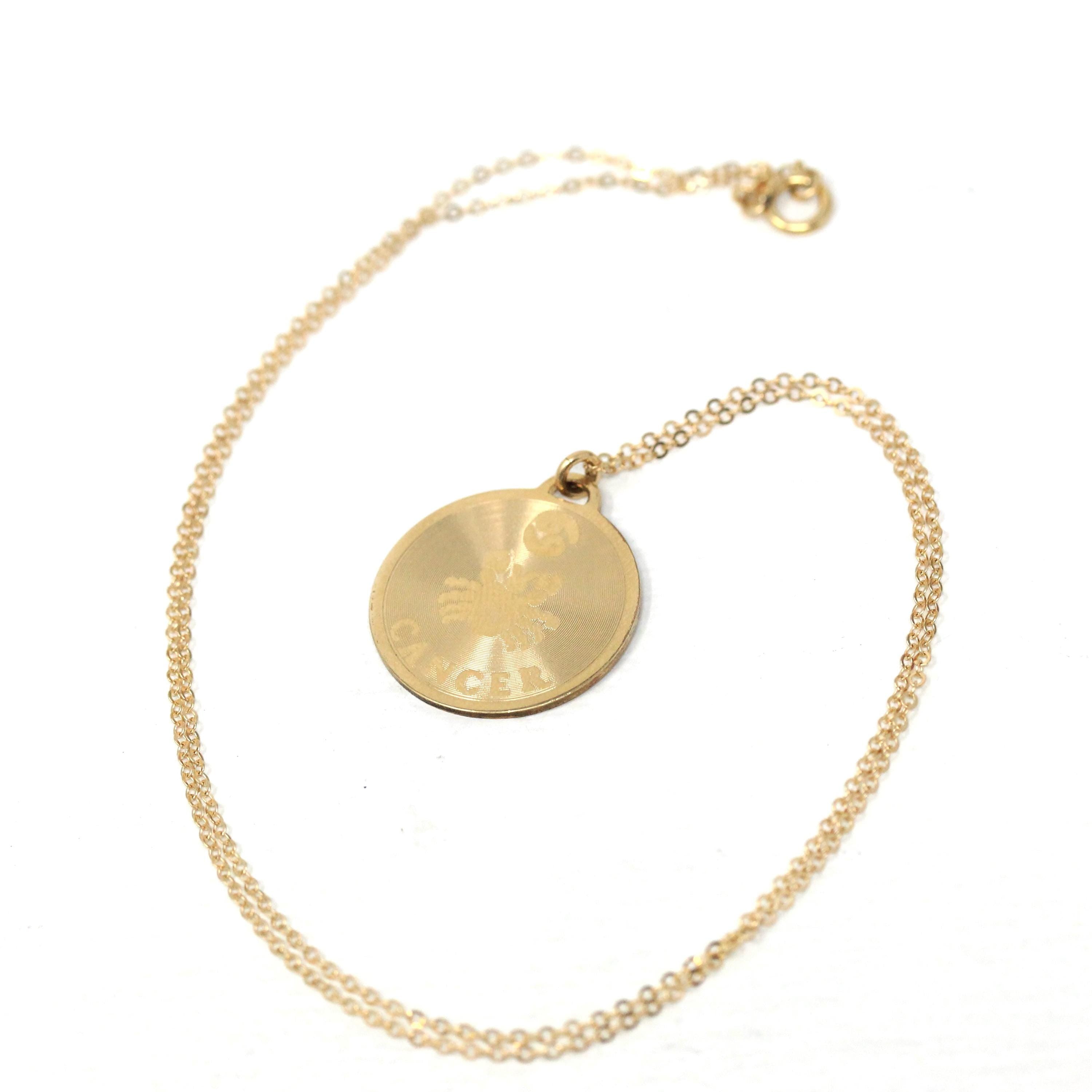 Vintage Cancer Charm - Retro Gold Filled Crab Astrological Sign Necklace Pendant - Circa 1970s Zodiac Celestial Water Element Jewelry