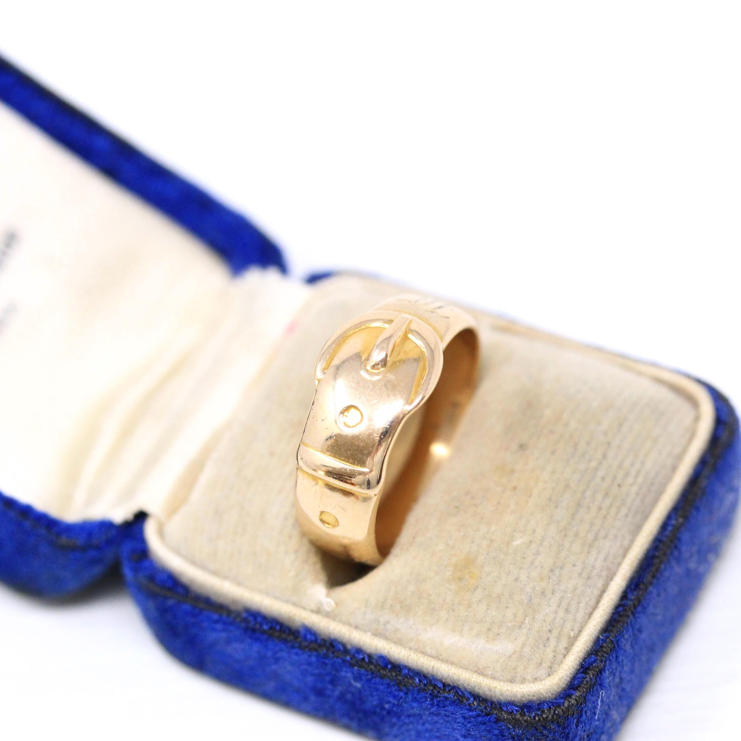 Antique Buckle Ring - Edwardian 10k Yellow Gold Belt Band - Vintage Circa 1900s Era Size 7 "IT" Men's Unisex Minimalist Wedding Fine Jewelry