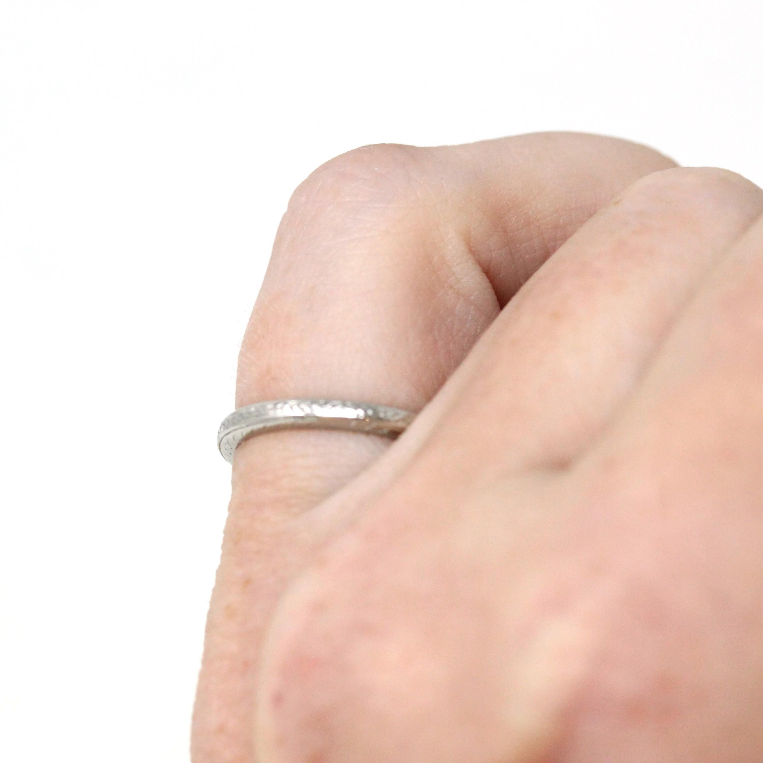 Antique Wedding Band - Edwardian Platinum over 18k Yellow Gold Eternity Wheat Ring - Circa 1900s Era Size 5 Wedding Bridal Fine Jewelry