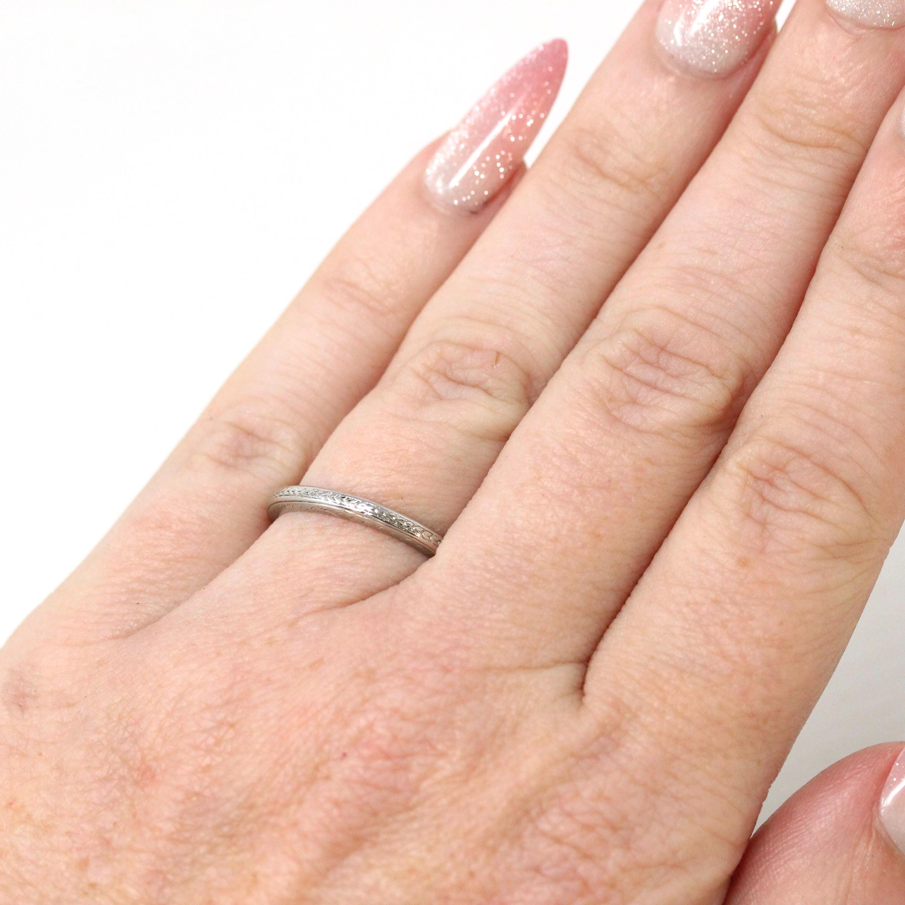 Antique Wedding Band - Edwardian Platinum over 18k Yellow Gold Eternity Wheat Ring - Circa 1900s Era Size 5 Wedding Bridal Fine Jewelry