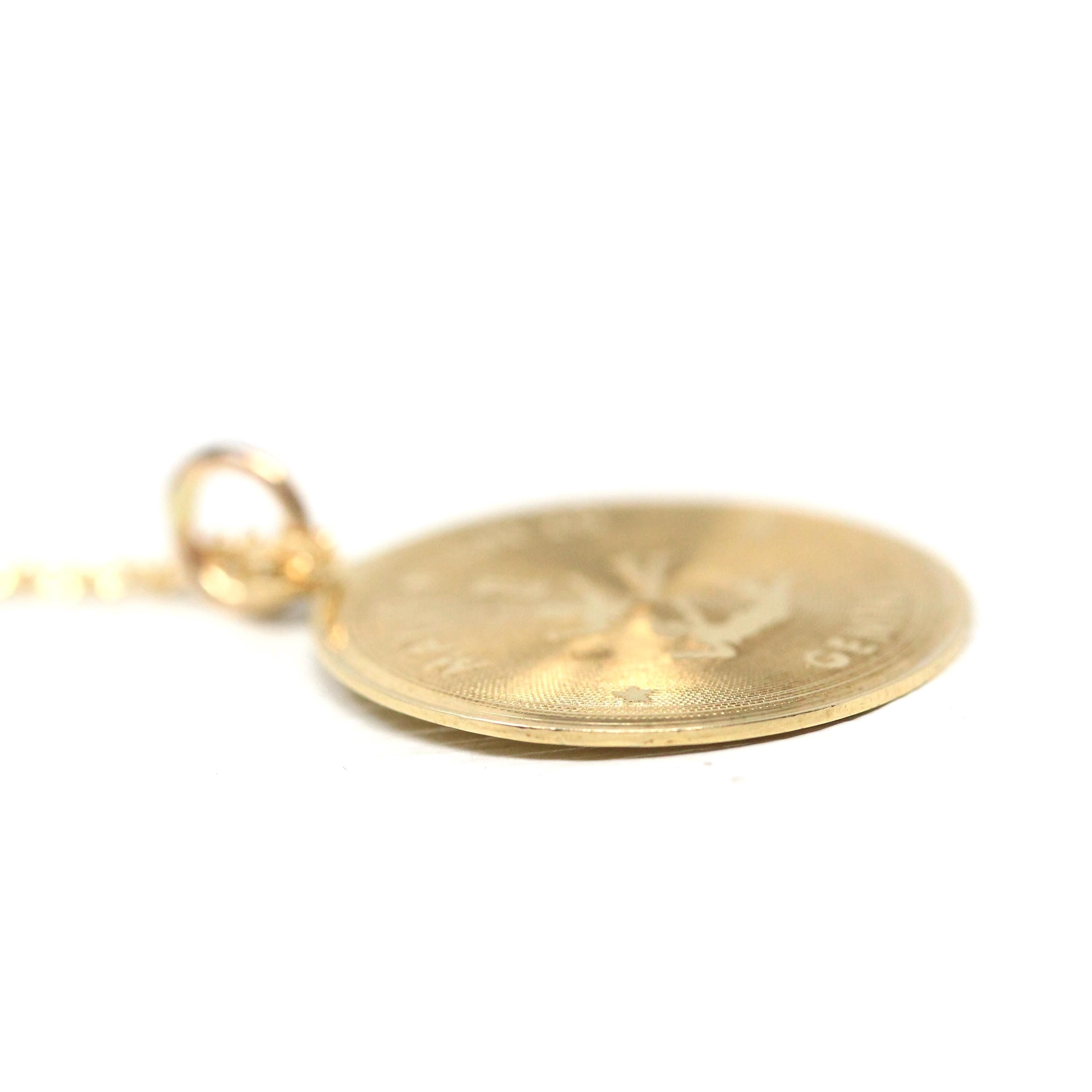 Vintage Gemini Pendant - Retro 14k Yellow Gold Twin Astrological Sign Necklace - Circa 1970s Era Zodiac Celestial Air Element Fine Jewelry