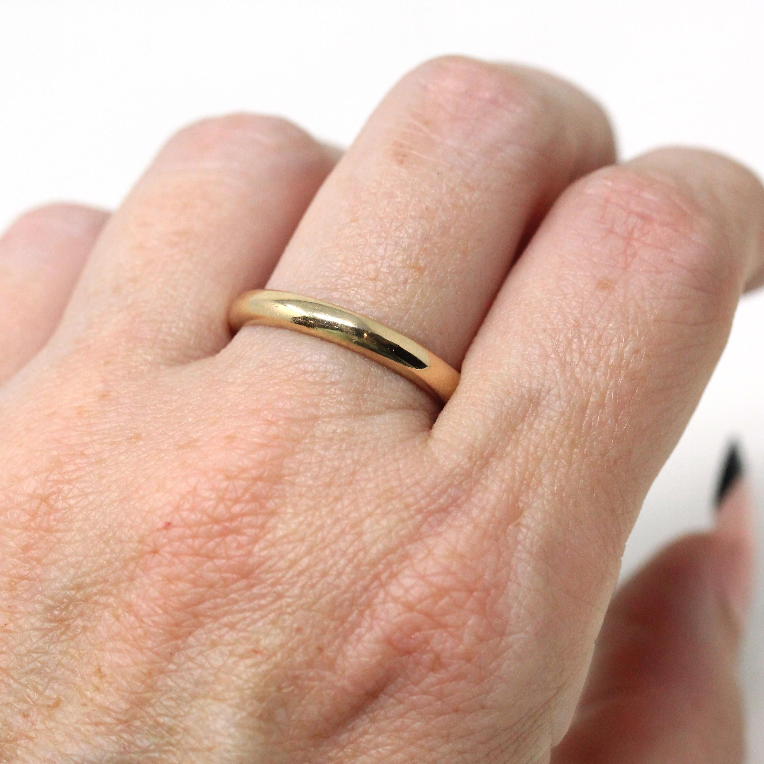 Vintage Wedding Band - Retro 14k Yellow Gold Unisex Round Stack Statement Ring - Circa 1970s Size 8 1/2 Fine Minimalist "Romany" 70s Jewelry