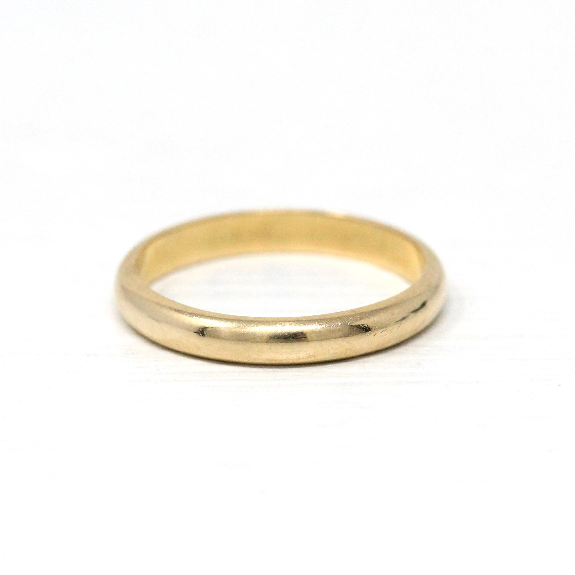 Vintage Wedding Band - Retro 14k Yellow Gold Unisex Round Stack Statement Ring - Circa 1970s Size 8 1/2 Fine Minimalist "Romany" 70s Jewelry