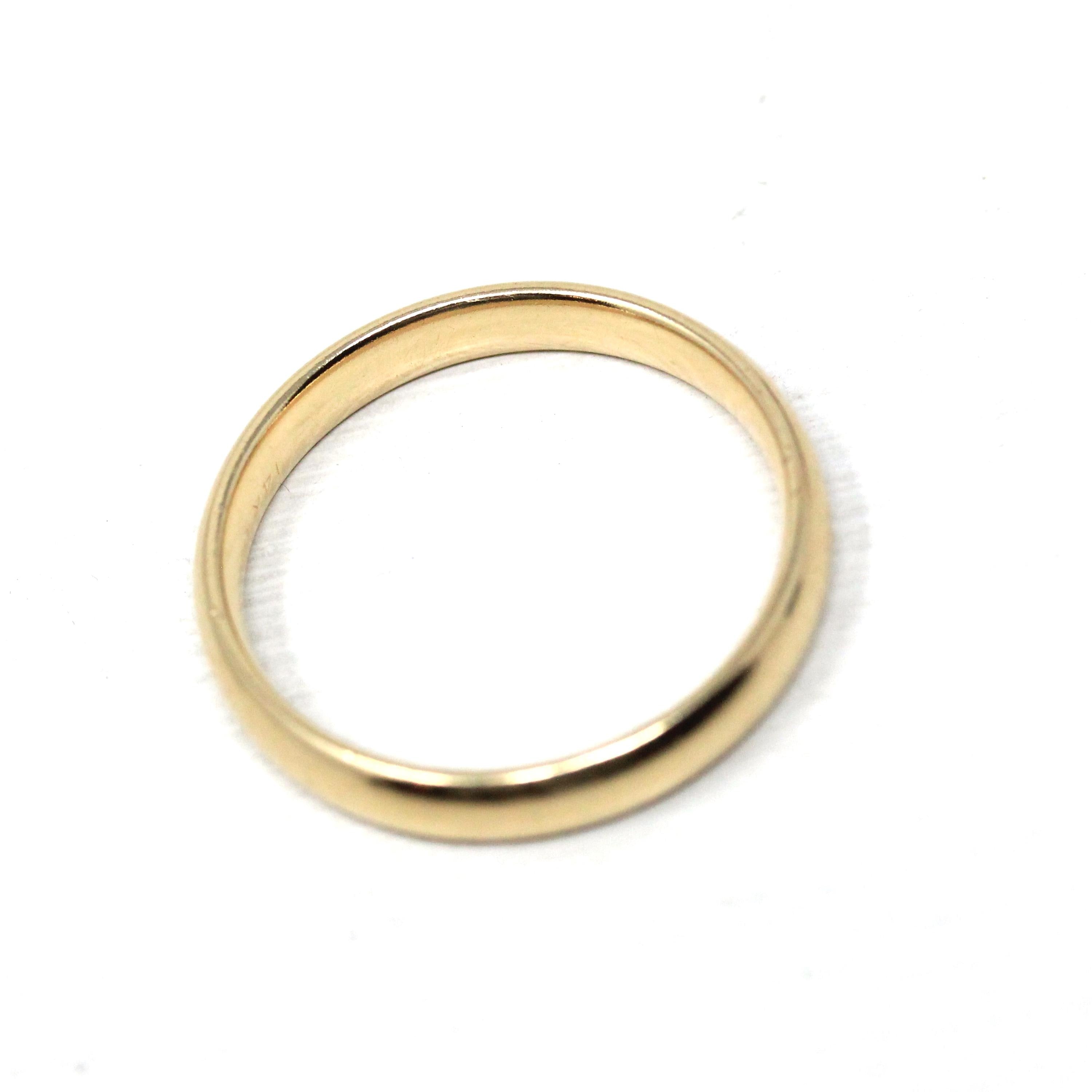 Vintage Wedding Band - Retro 14k Yellow Gold Unisex Simple Stack Statement Ring - Circa 1980s Size 12 1/4 Fine Minimalist "TW" 80s Jewelry