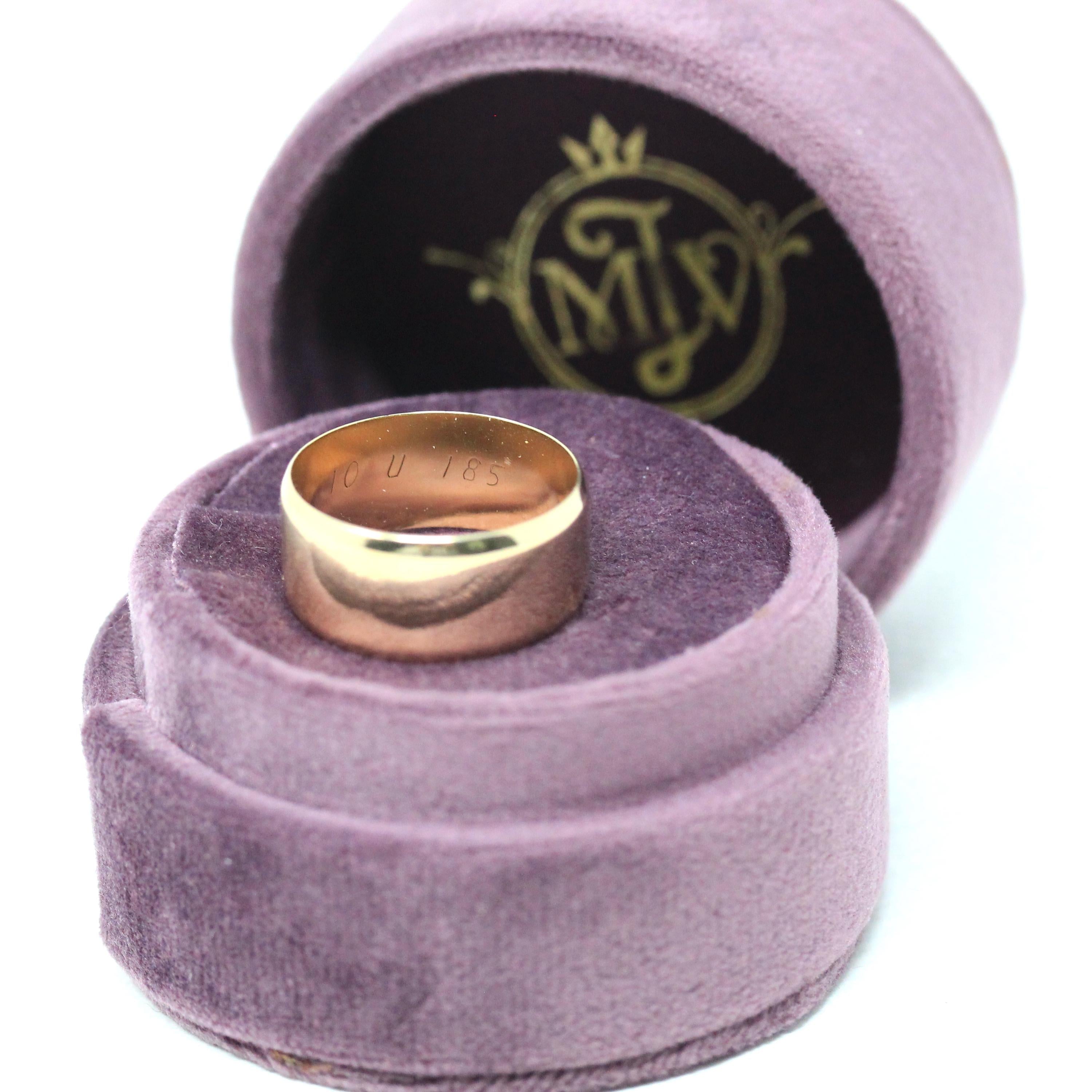 Retro Wide Ring Band - Vintage 9k Yellow Gold London England UK - Circa 1970s Era Size 9 3/4 English Hallmarks - Fine Statement 70s Jewelry