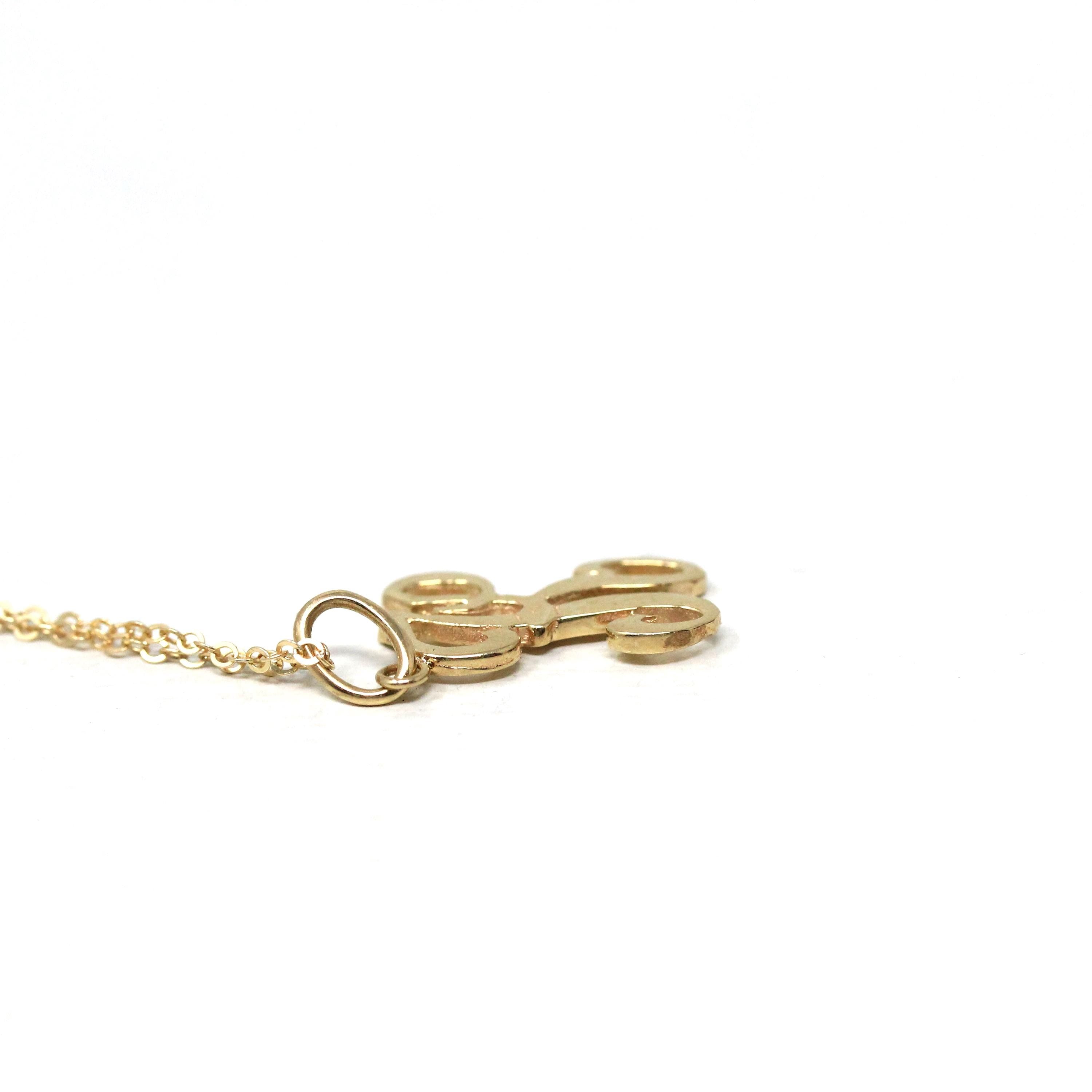 Letter "K" Charm - Estate 10k Yellow Gold Single Cursive Initial Necklace Pendant - Vintage Circa 1990s Era Petite Dainty Fine 90s Jewelry