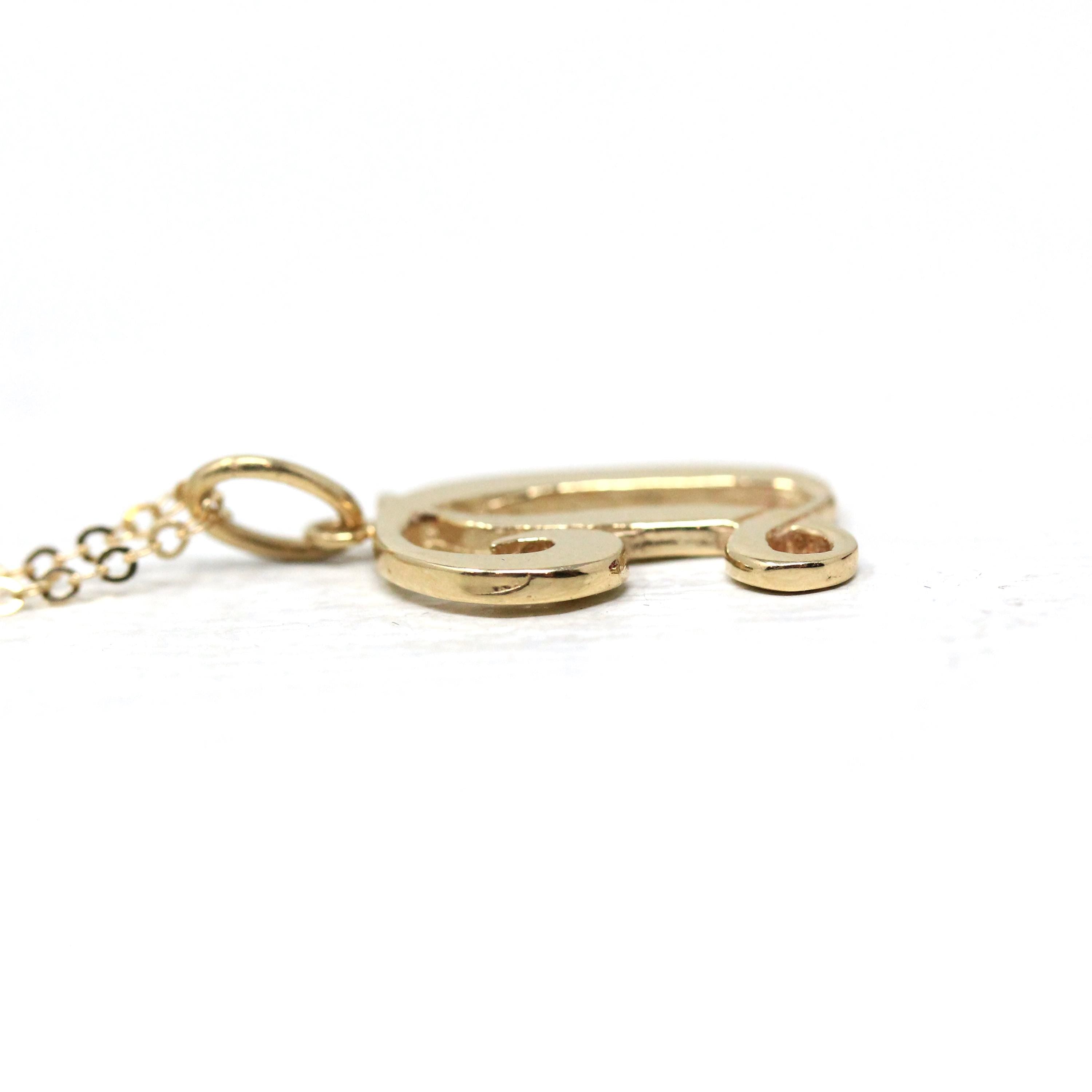 Letter "D" Charm - Estate 10k Yellow Gold Single Cursive Initial Necklace Pendant - Vintage Circa 1990s Era Petite Dainty Fine 90s Jewelry