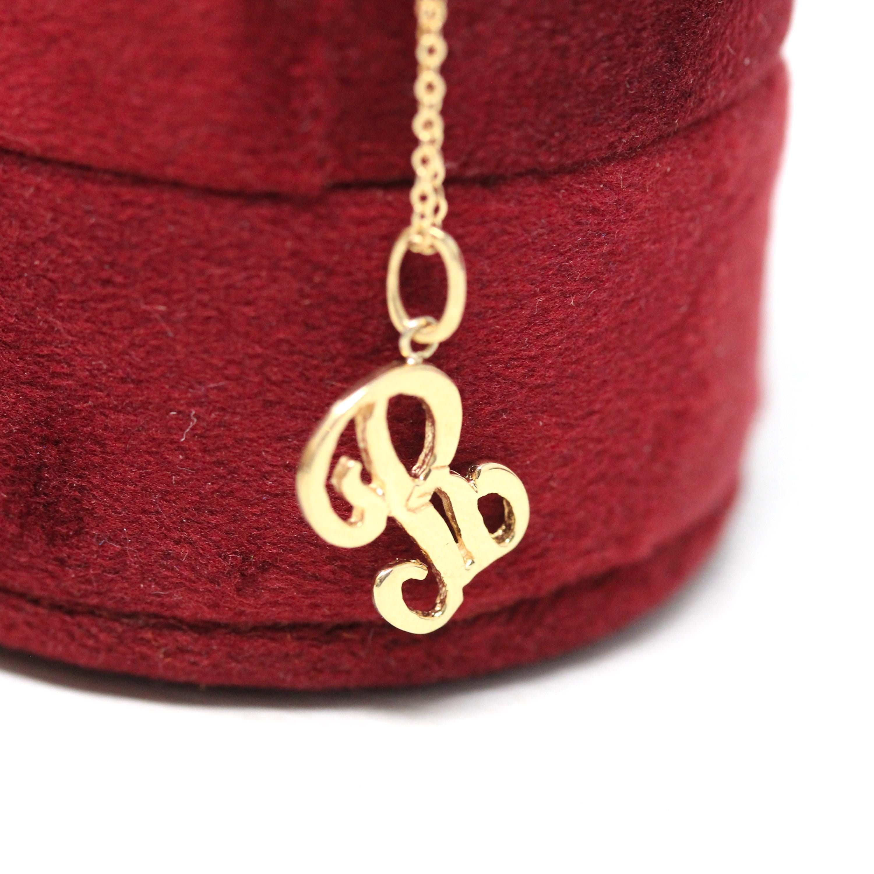 Letter "R" Charm - Estate 10k Yellow Gold Single Cursive Initial Necklace Pendant - Vintage Circa 1990s Era Petite Dainty Fine 90s Jewelry