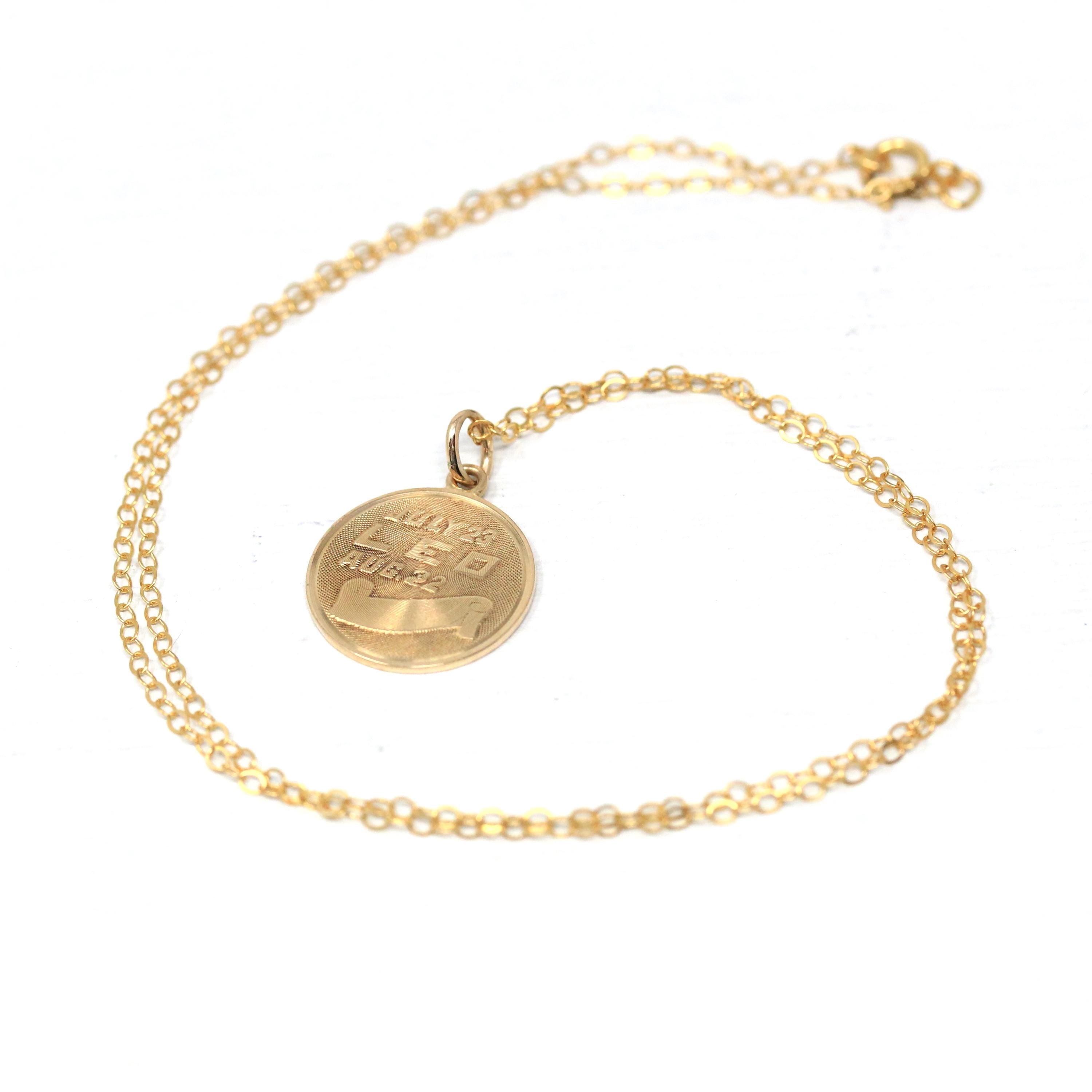 Estate Leo Pendant - Modern 14k Yellow Gold Lion Astrological Sign Charm Pendant - Circa 1990s Era Zodiac Celestial Fire Element 90s Jewelry