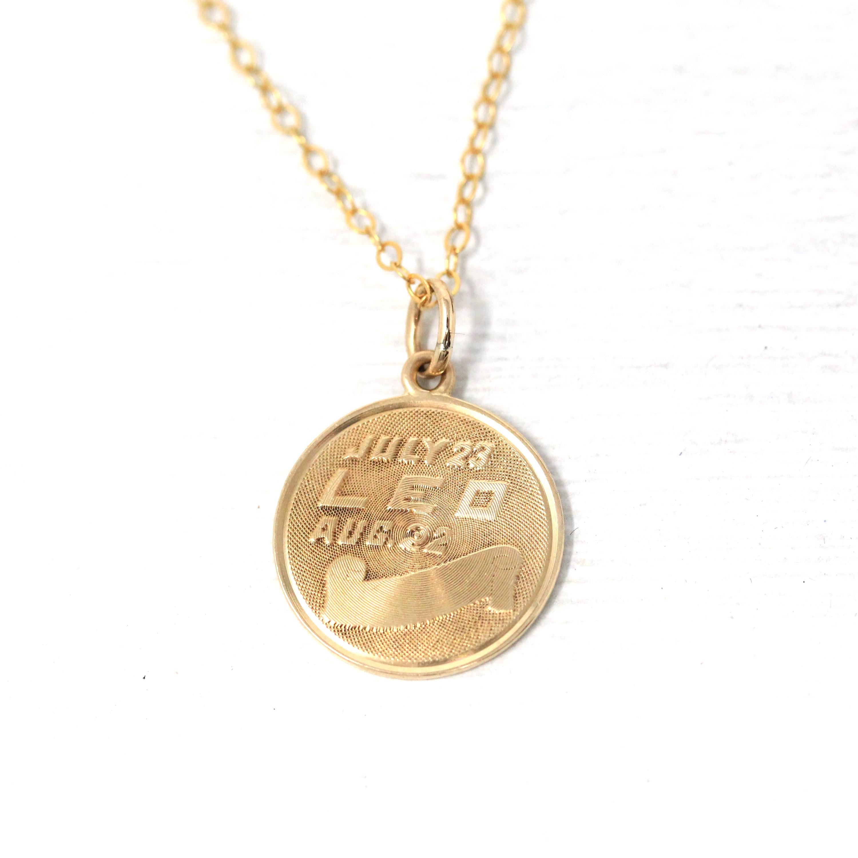 Estate Leo Pendant - Modern 14k Yellow Gold Lion Astrological Sign Charm Pendant - Circa 1990s Era Zodiac Celestial Fire Element 90s Jewelry