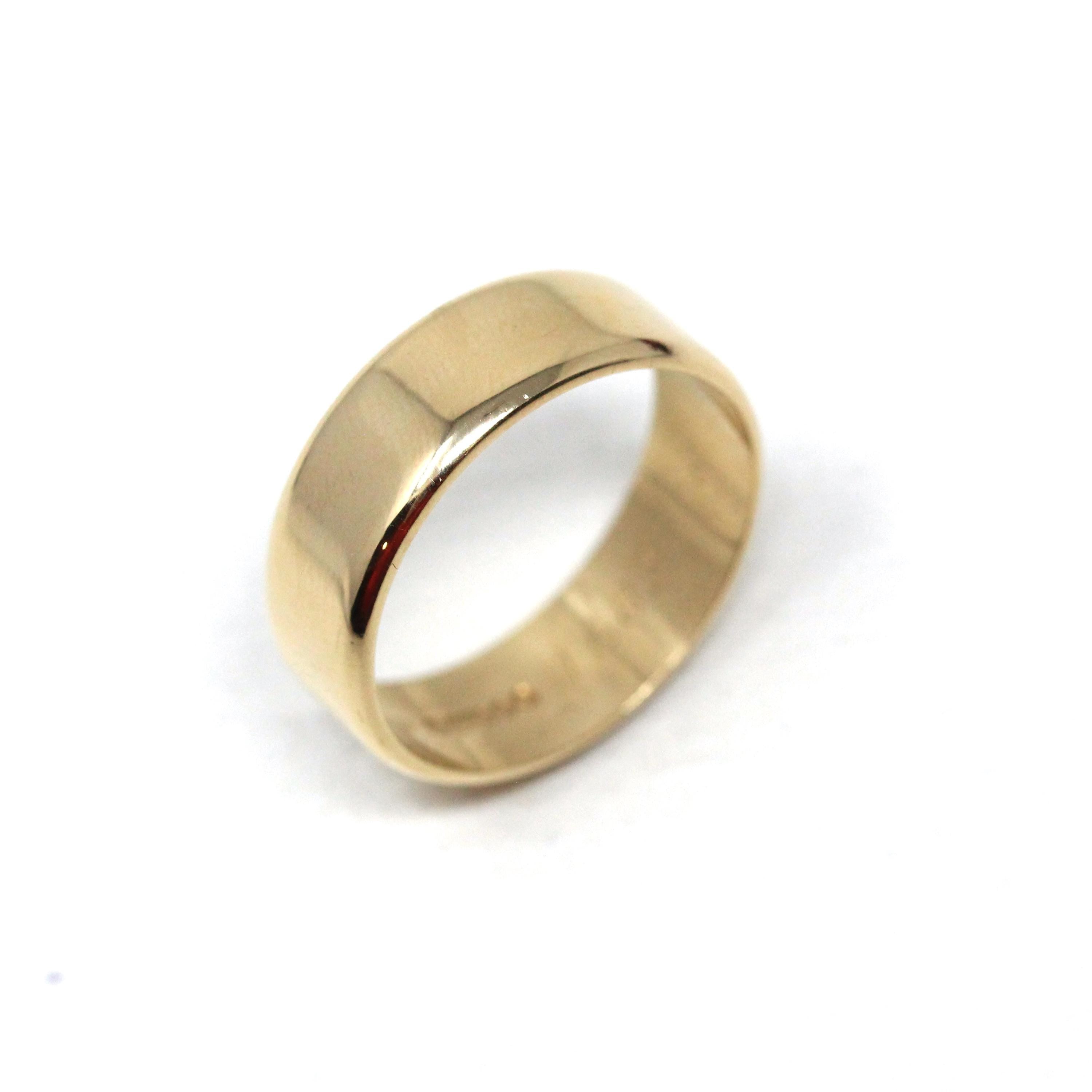 Wide Retro Ring Band - Vintage 9k Yellow Gold London England UK - Circa 1960s Era Size 8 3/4 English Hallmarks - Fine Minimalist 60s Jewelry